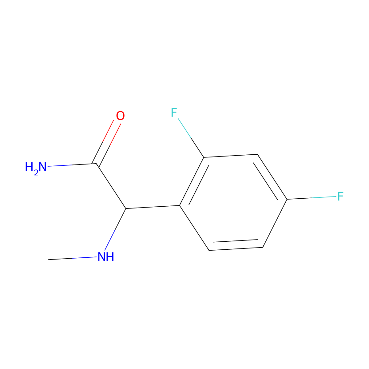 2-(2,4-Difluorophenyl)-2-(methylamino)acetamide molecular structure, CAS 1218653-27-0