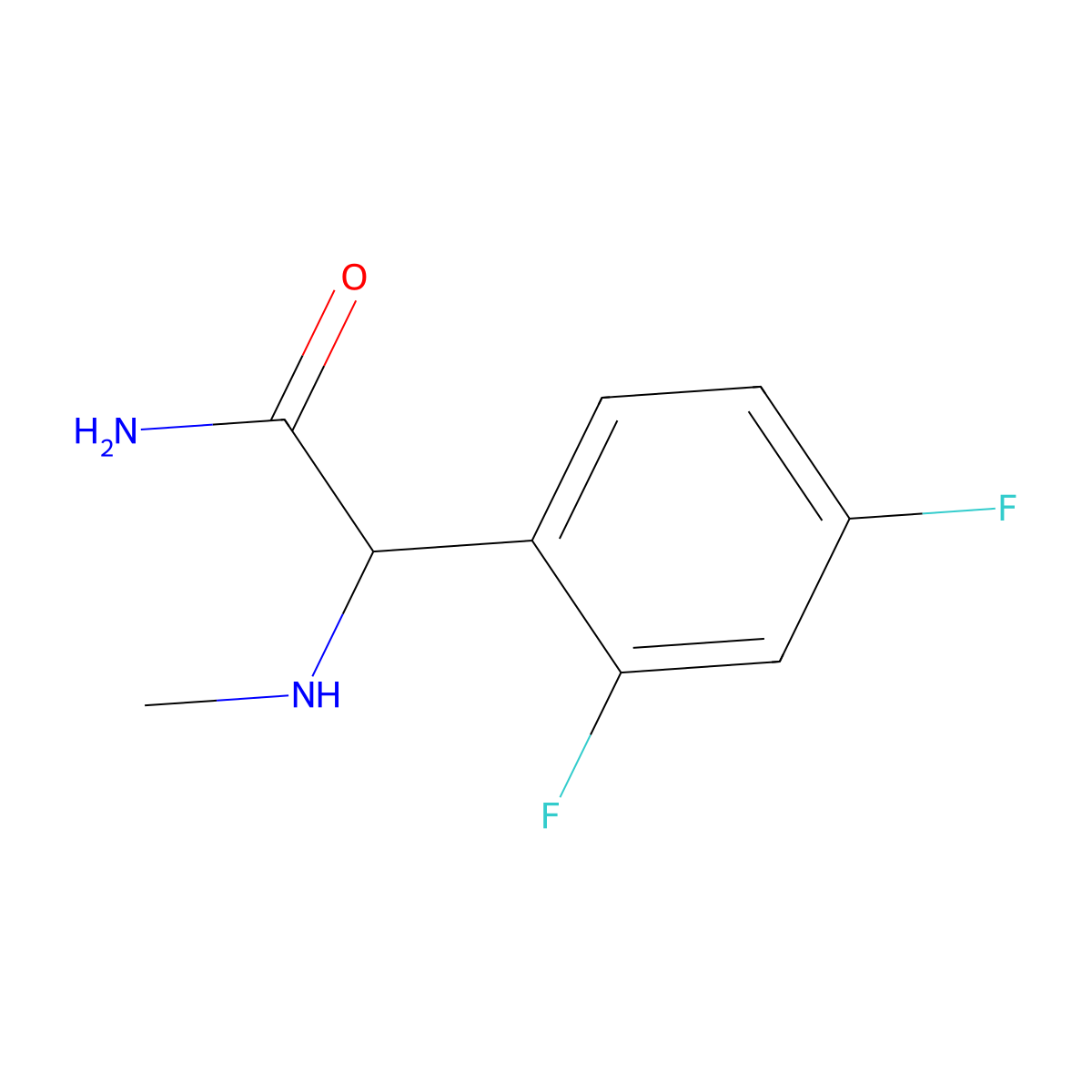 2-(2,4-Difluorophenyl)-2-(methylamino)acetamide molecular structure, CAS 1218653-27-0