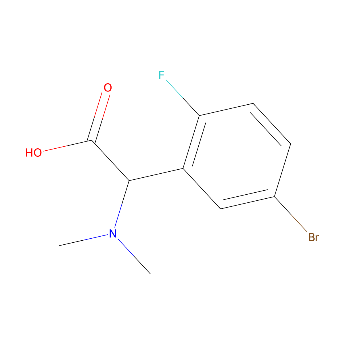 2-(5-Bromo-2-fluorophenyl)-2-(dimethylamino)acetic acid molecular structure, CAS 1218655-13-0