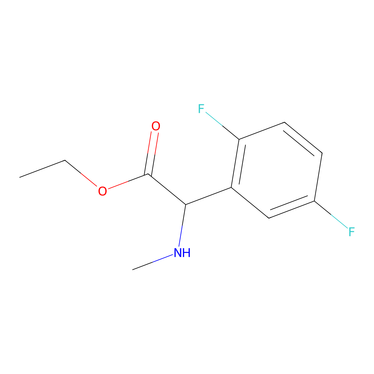 Ethyl 2-(2,5-difluorophenyl)-2-(methylamino)acetate molecular structure, CAS 1218662-81-7
