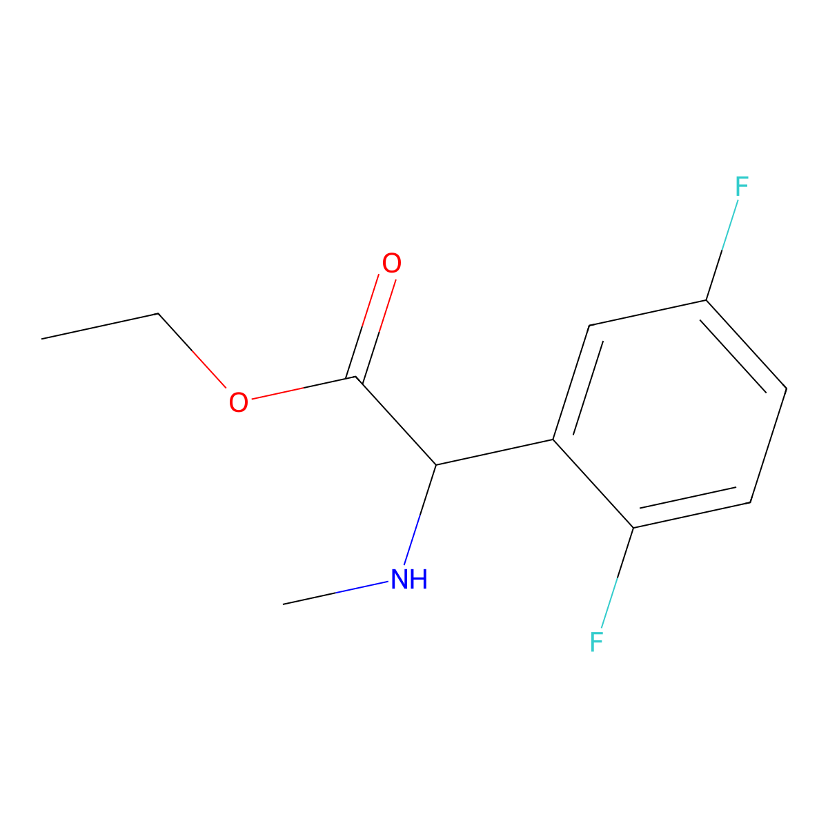 Ethyl 2-(2,5-difluorophenyl)-2-(methylamino)acetate molecular structure, CAS 1218662-81-7