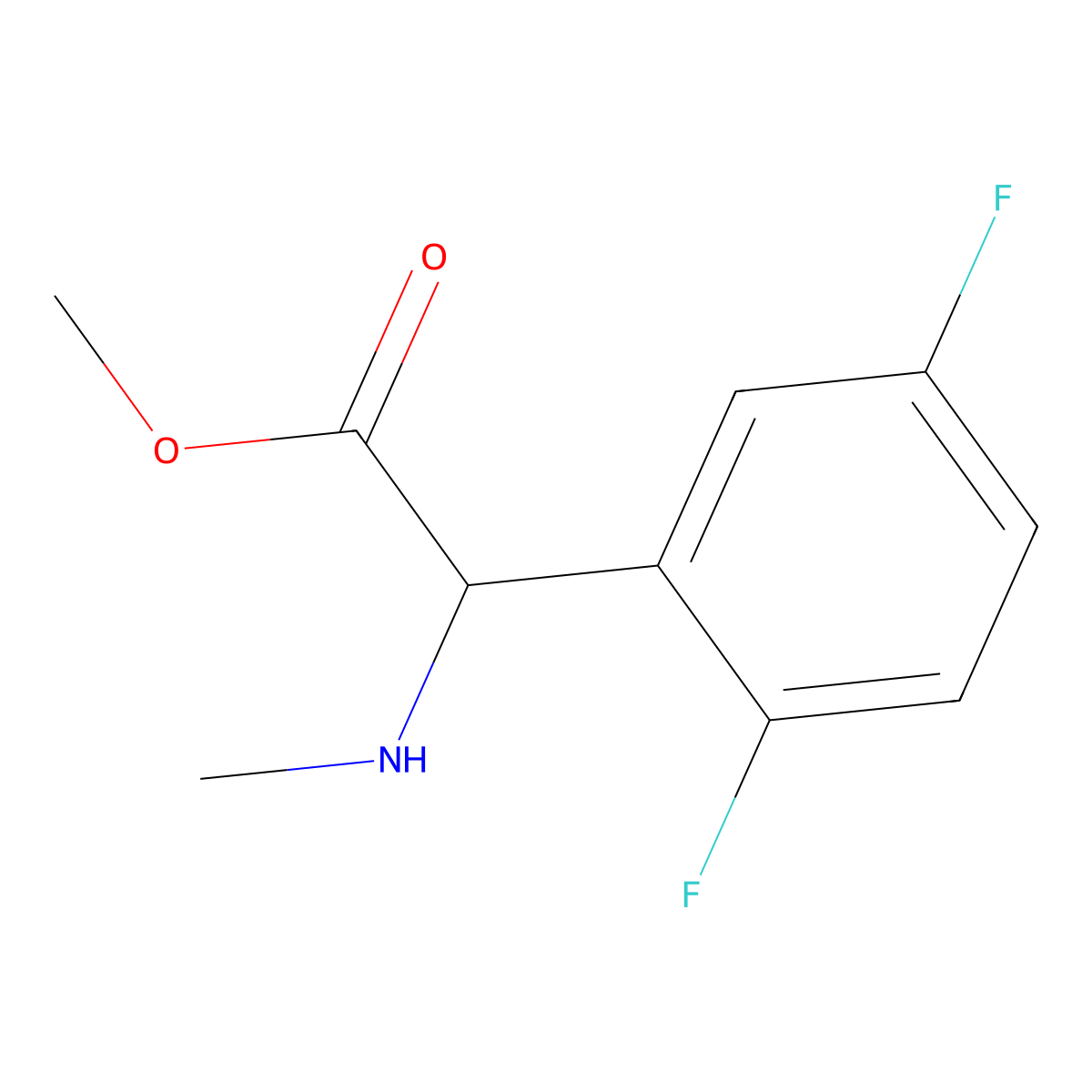 Methyl 2-(2,5-difluorophenyl)-2-(methylamino)acetate molecular structure, CAS 1218664-42-6