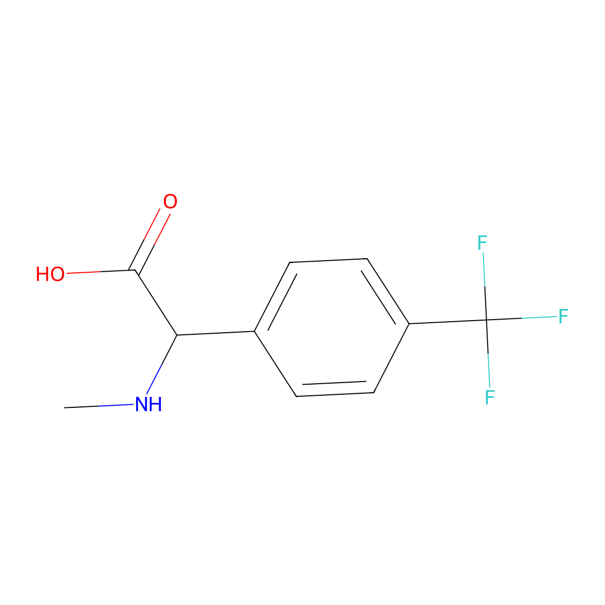 2-(Methylamino)-2-(4-(trifluoromethyl)phenyl)acetic acid molecular structure, CAS 1218674-95-3