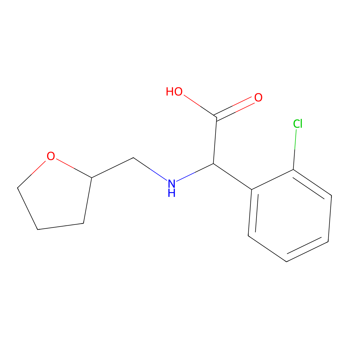(2-Chlorophenyl){[(oxolan-2-yl)methyl]amino}acetic acid molecular structure, CAS 1218674-96-4