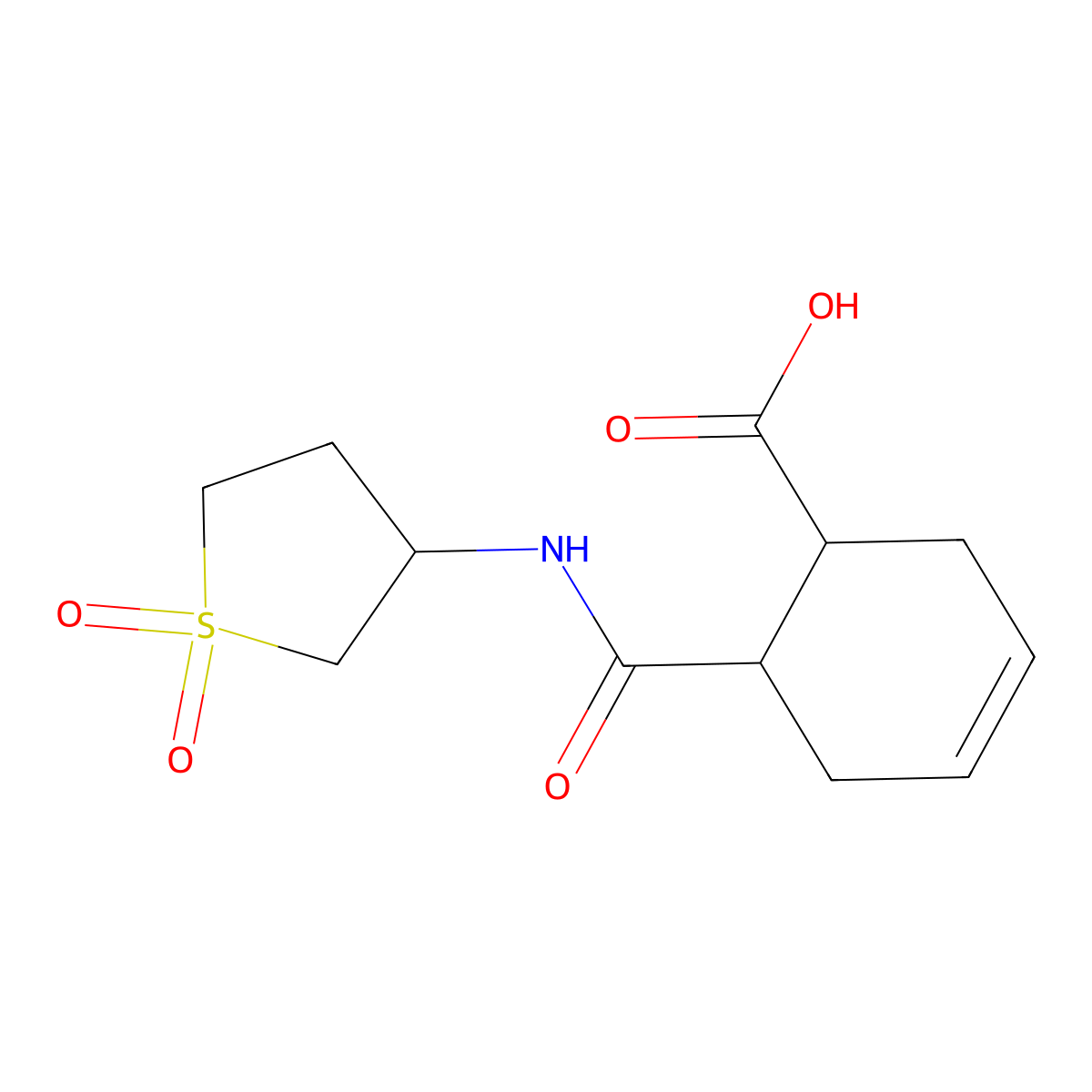 6-[(1,1-Dioxo-1lambda6-thiolan-3-yl)carbamoyl]cyclohex-3-ene-1-carboxylic acid molecular structure, CAS 1218687-78-5
