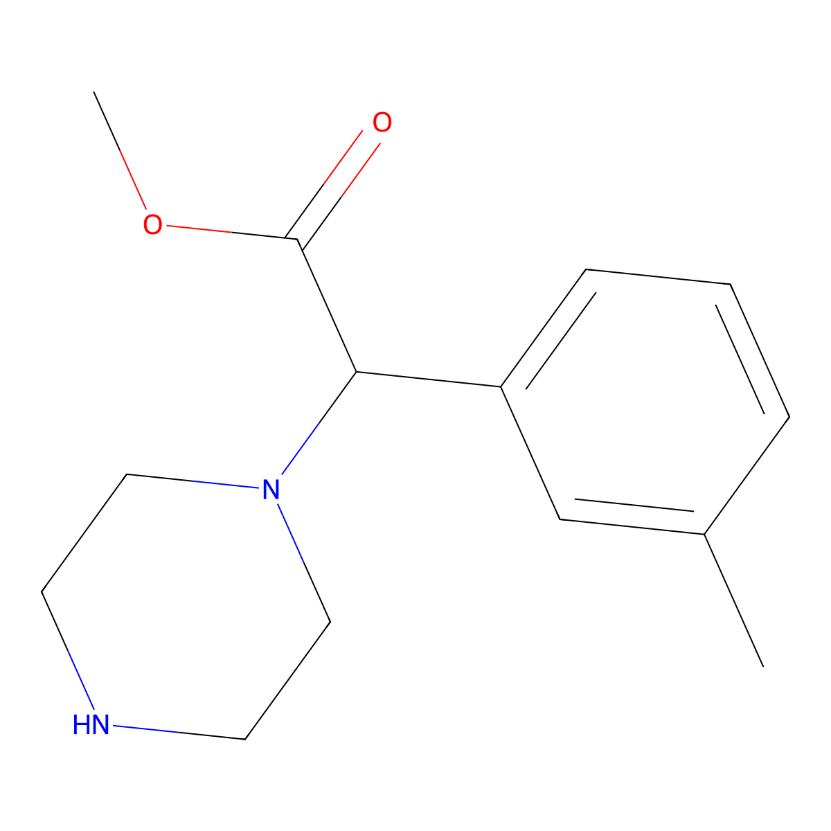 Methyl 2-(3-methylphenyl)-2-(piperazin-1-yl)acetate molecular structure, CAS 1218690-46-0
