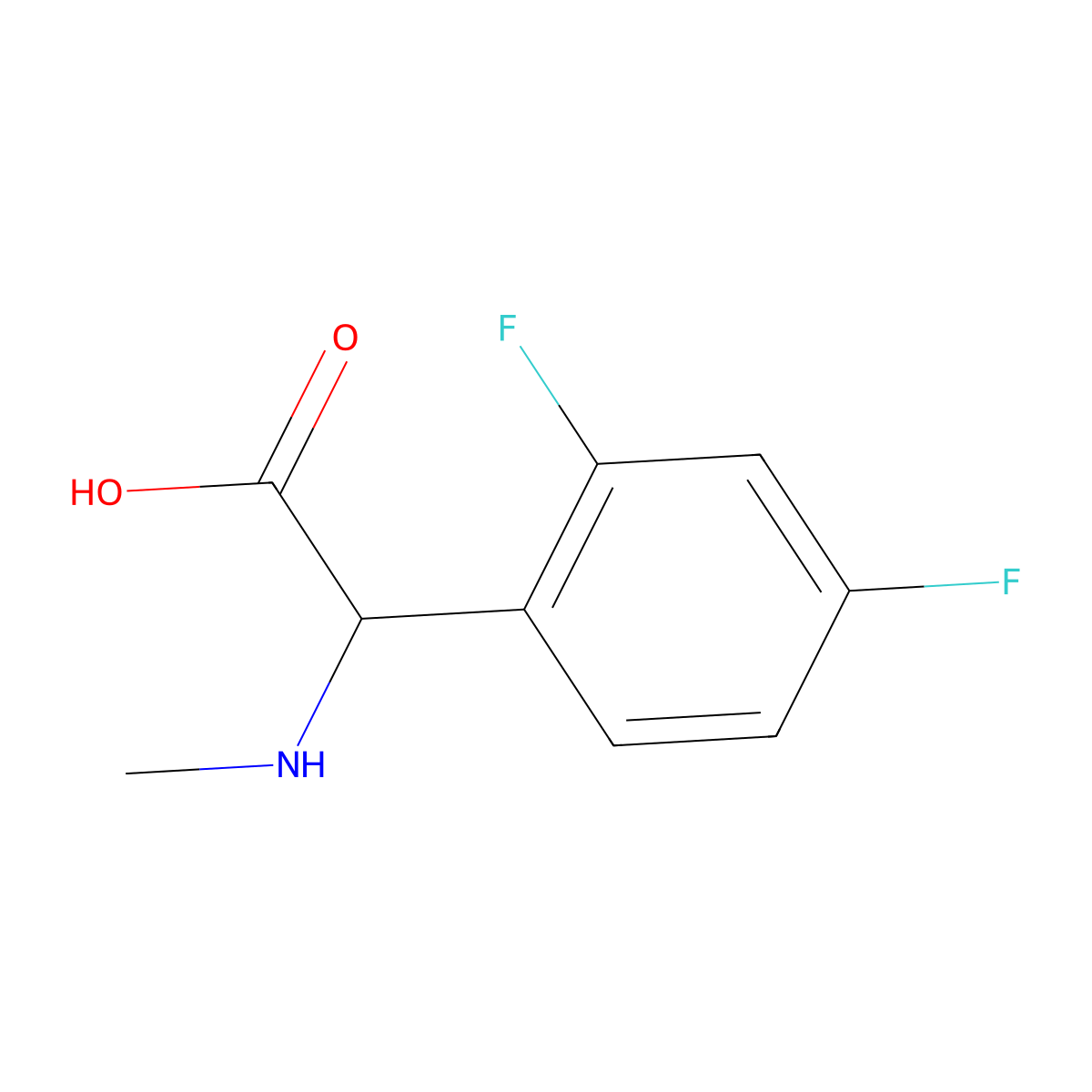 2-(2,4-Difluorophenyl)-2-(methylamino)acetic acid molecular structure, CAS 1218699-19-4