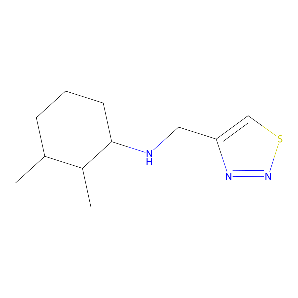 2,3-dimethyl-N-[(1,2,3-thiadiazol-4-yl)methyl]cyclohexan-1-amine molecular structure, CAS 1218707-02-8