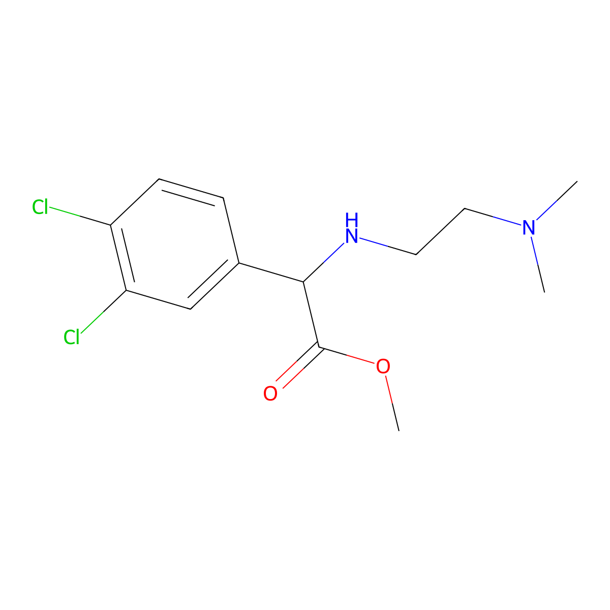 Methyl 2-(3,4-dichlorophenyl)-2-{[2-(dimethylamino)ethyl]amino}acetate molecular structure, CAS 1218712-09-4
