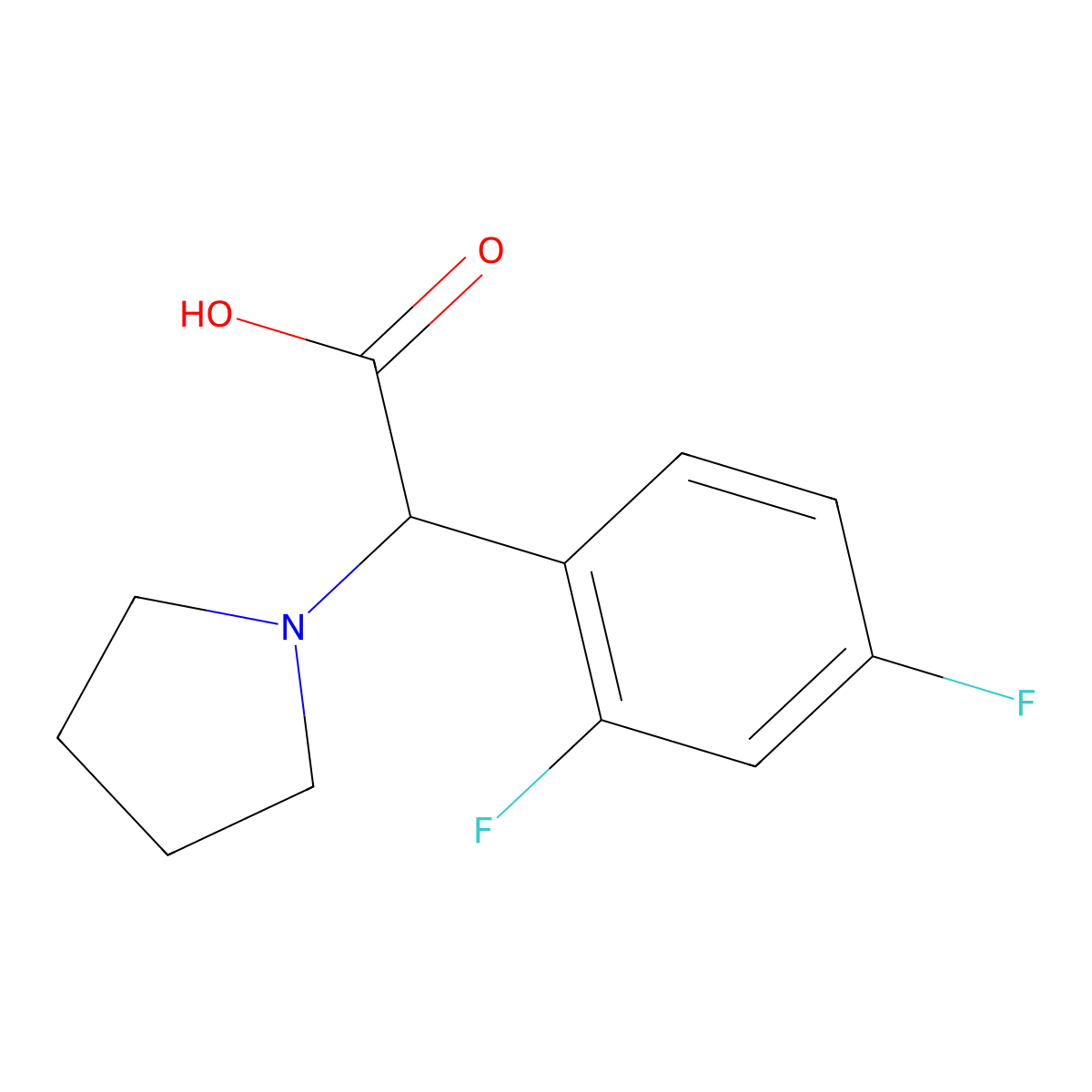 2-(2,4-Difluorophenyl)-2-(pyrrolidin-1-yl)acetic acid molecular structure, CAS 1218716-54-1