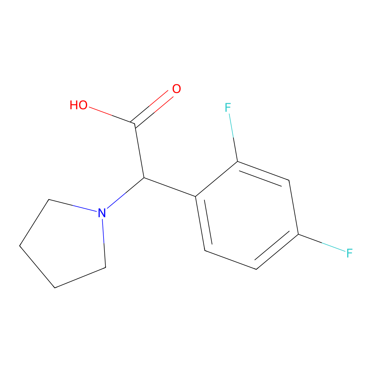 2-(2,4-Difluorophenyl)-2-(pyrrolidin-1-yl)acetic acid molecular structure, CAS 1218716-54-1