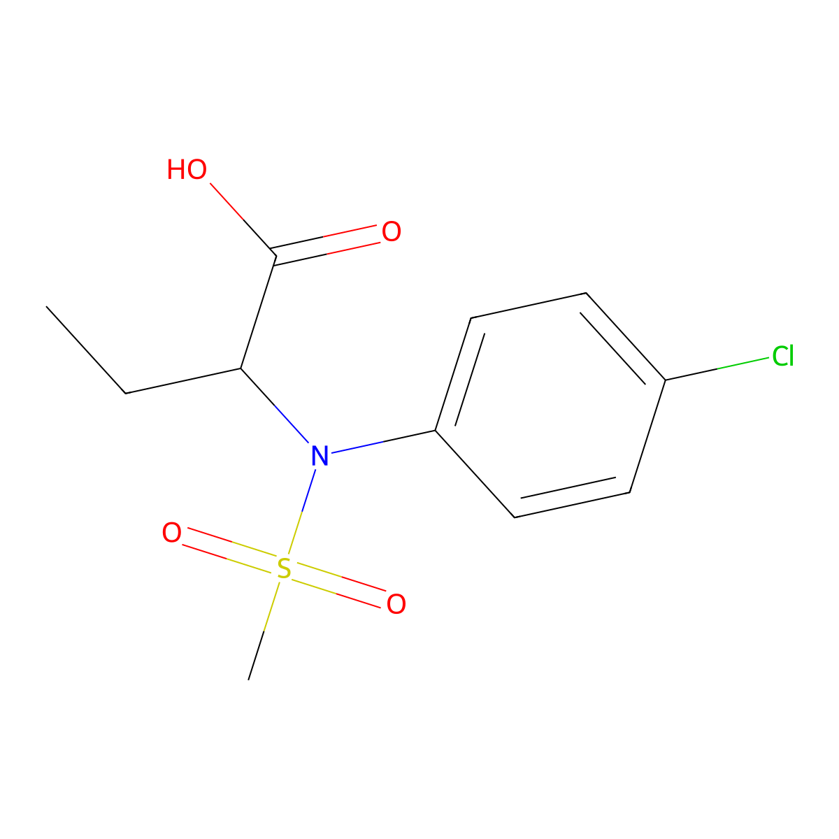 2-[(4-Chlorophenyl)(methylsulfonyl)amino]butanoic acid molecular structure, CAS 1218722-33-8