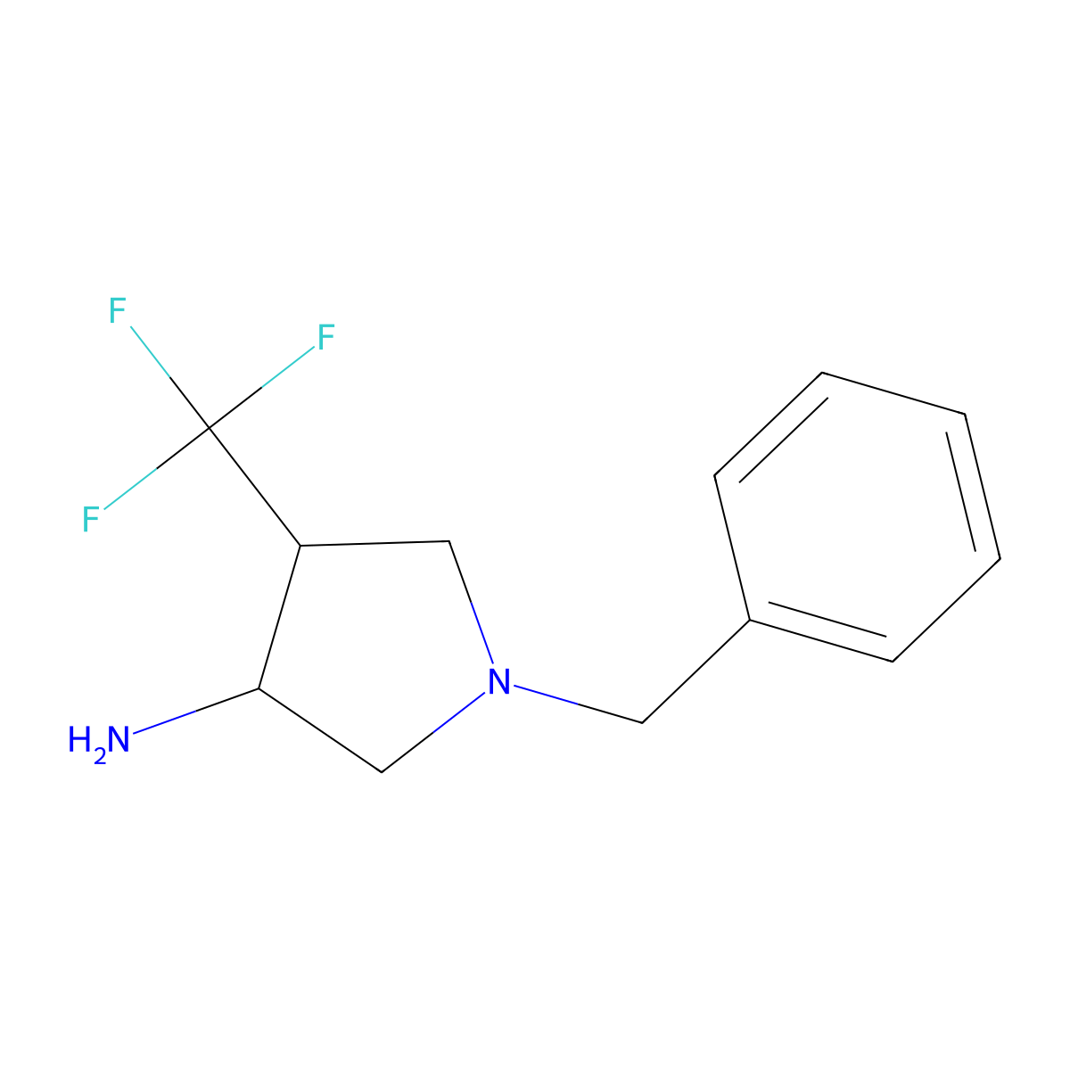 rac-(3R,4S)-1-benzyl-4-(trifluoromethyl)pyrrolidin-3-amine molecular structure, CAS 1218724-49-2