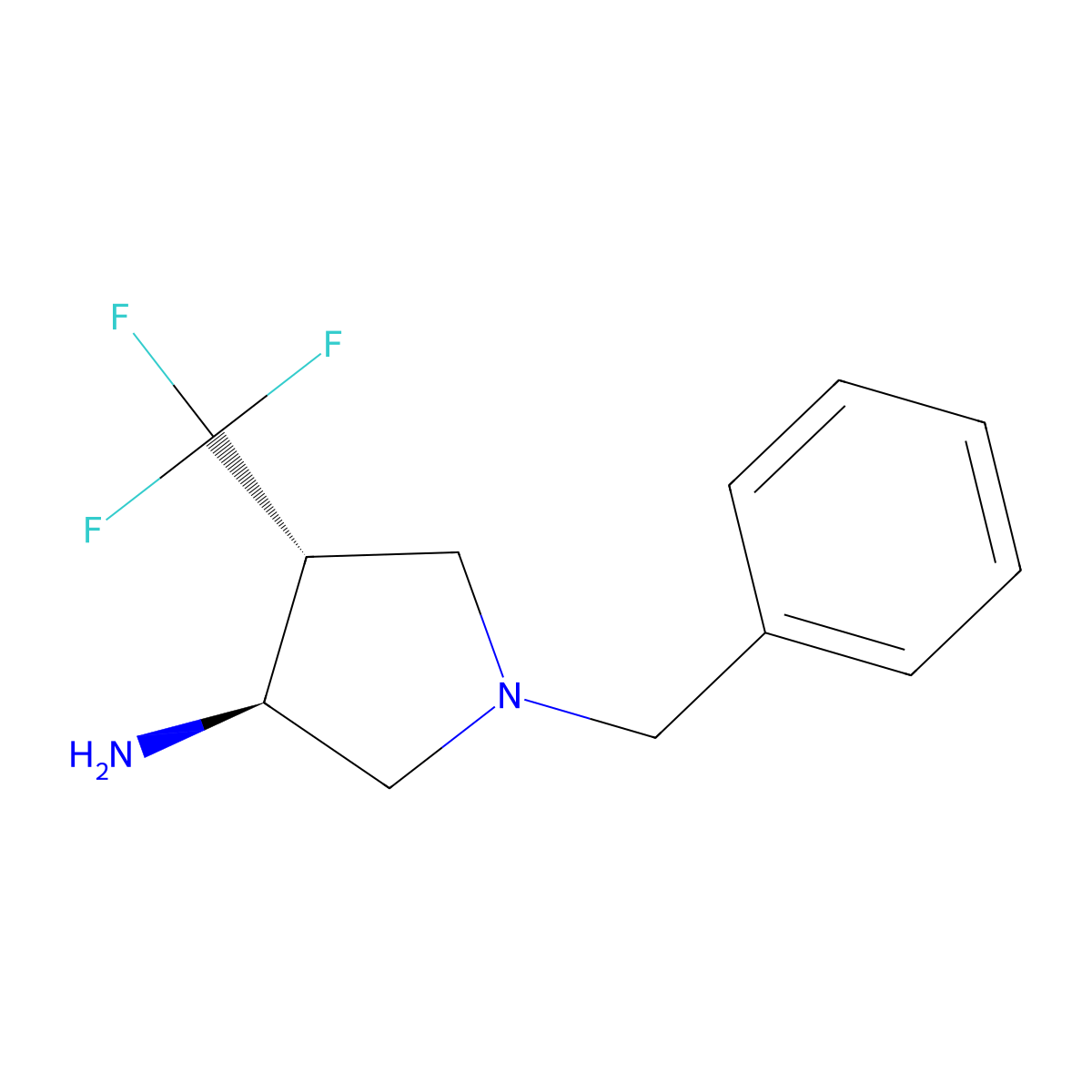 rac-(3R,4S)-1-benzyl-4-(trifluoromethyl)pyrrolidin-3-amine molecular structure, CAS 1218724-49-2