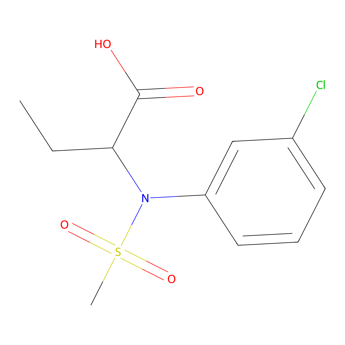 2-[(3-Chlorophenyl)(methylsulfonyl)amino]butanoic acid molecular structure, CAS 1218725-15-5