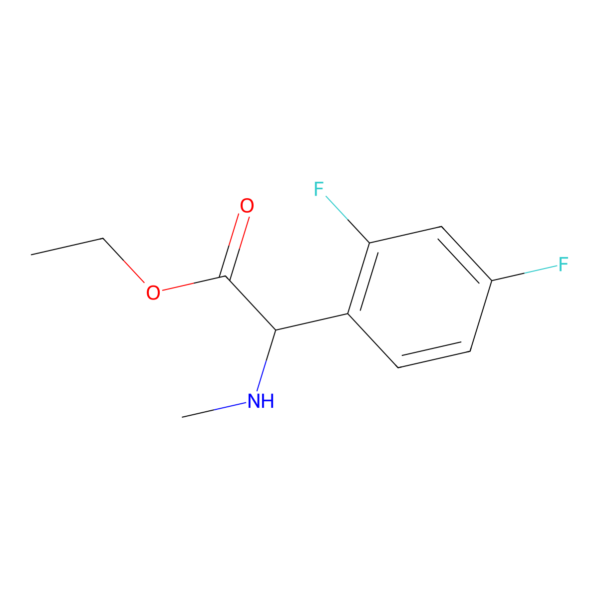 Ethyl 2-(2,4-difluorophenyl)-2-(methylamino)acetate molecular structure, CAS 1218729-40-8