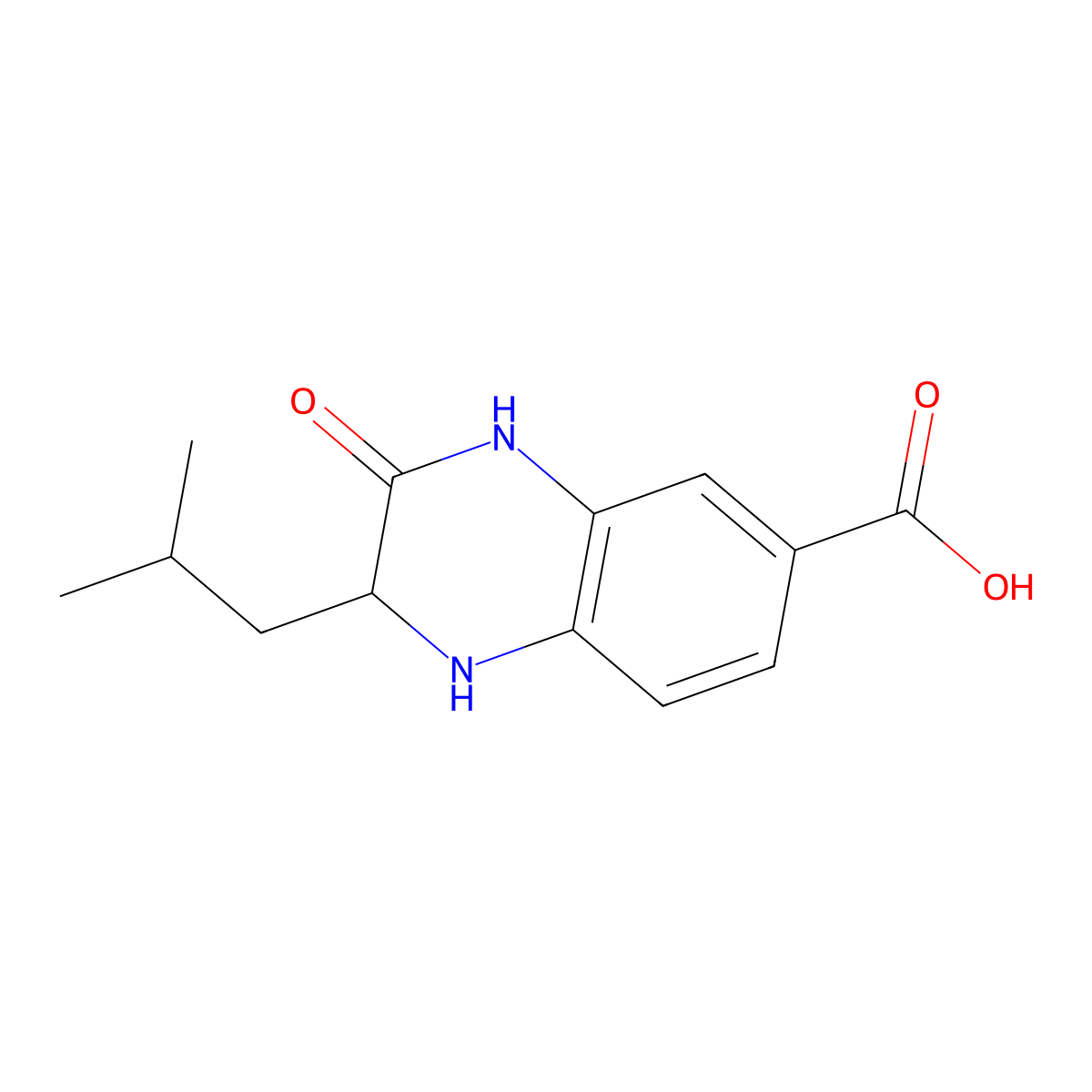 2-Isobutyl-3-oxo-1,2,3,4-tetrahydroquinoxaline-6-carboxylic acid molecular structure, CAS 1218729-97-5