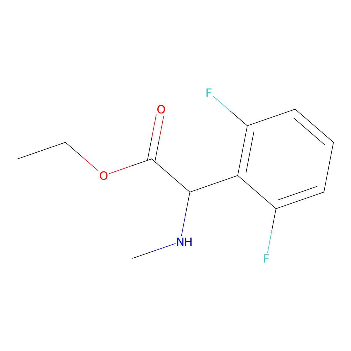 Ethyl 2-(2,6-difluorophenyl)-2-(methylamino)acetate molecular structure, CAS 1218731-95-3