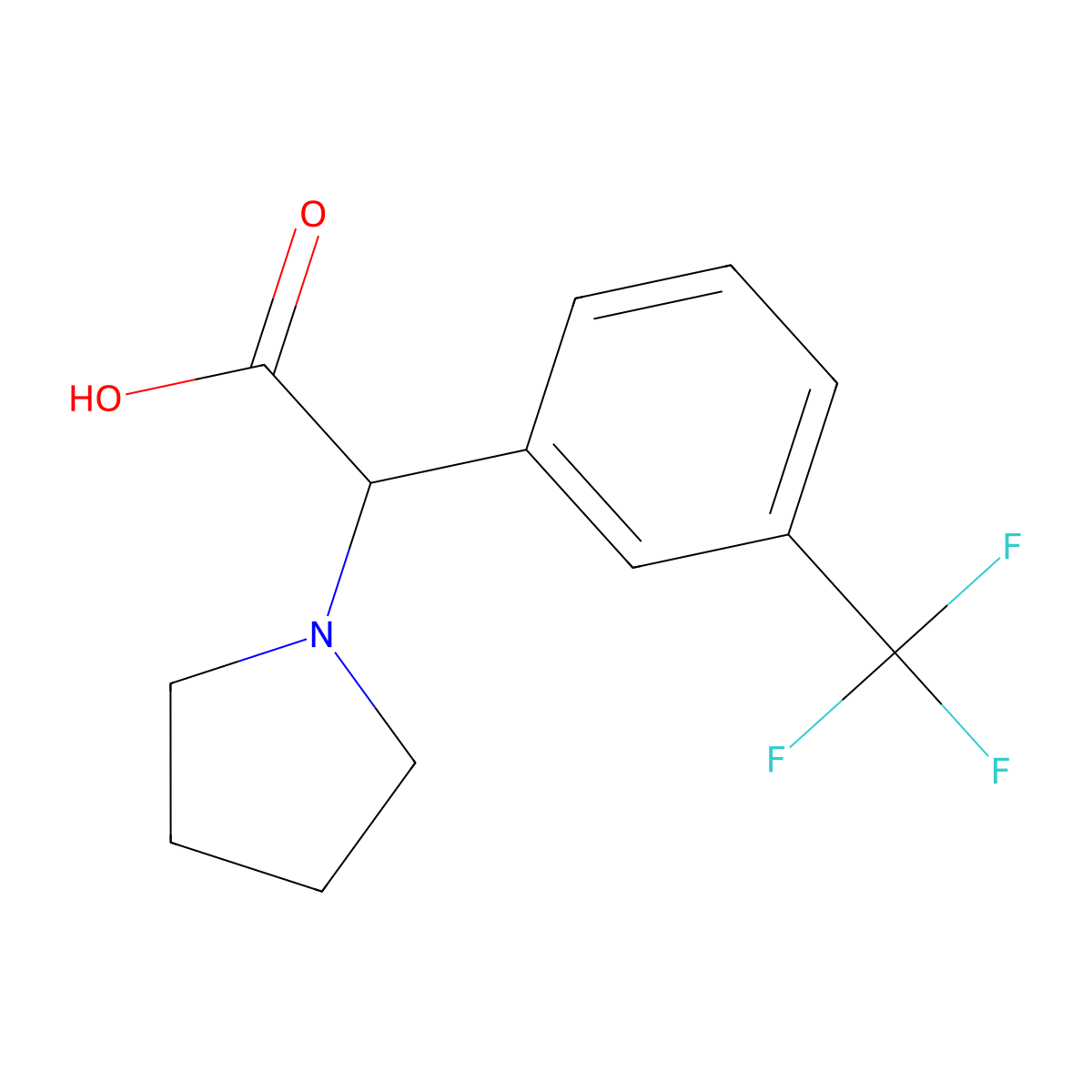 2-(Pyrrolidin-1-yl)-2-(3-(trifluoromethyl)phenyl)acetic acid molecular structure, CAS 1218733-99-3