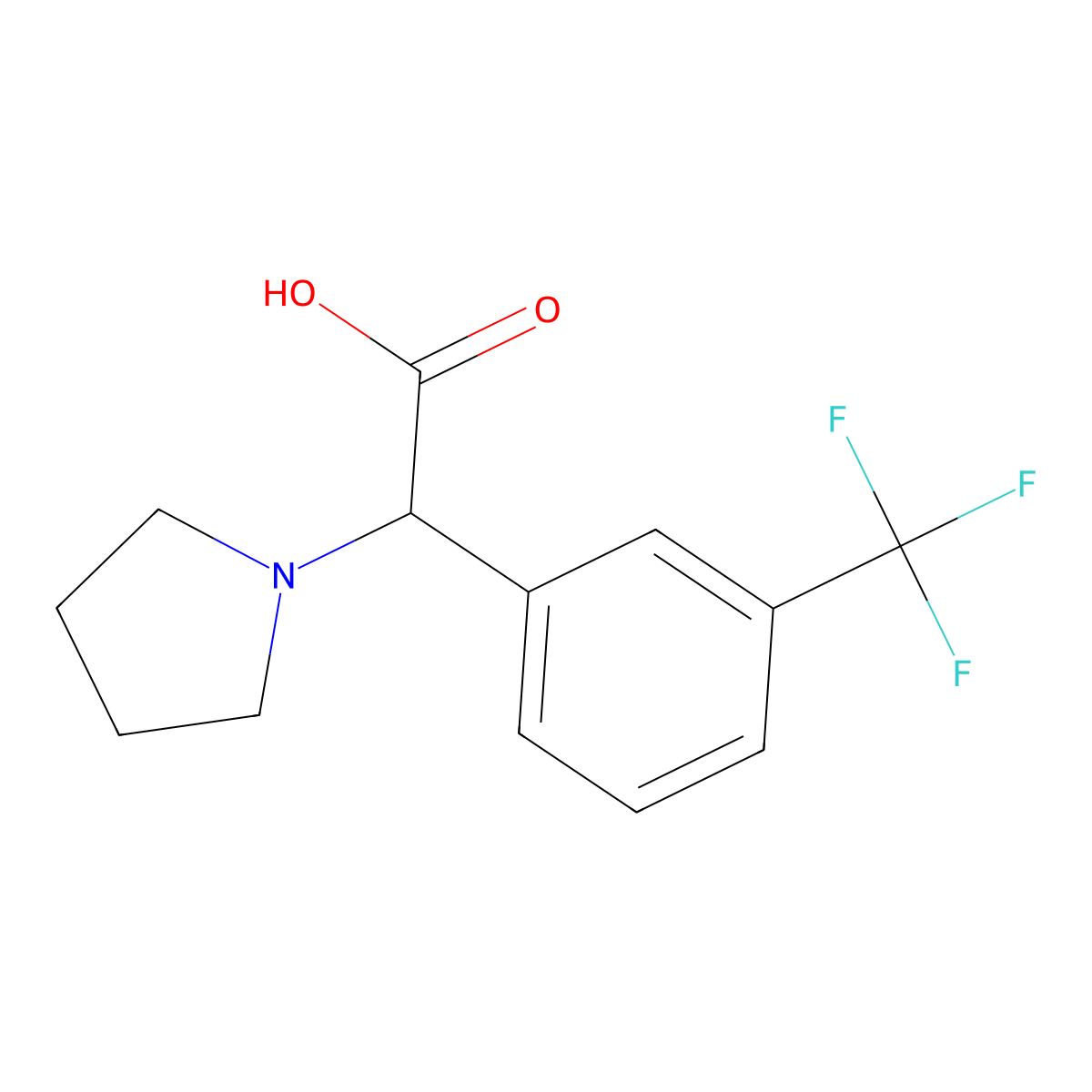 2-(Pyrrolidin-1-yl)-2-(3-(trifluoromethyl)phenyl)acetic acid molecular structure, CAS 1218733-99-3
