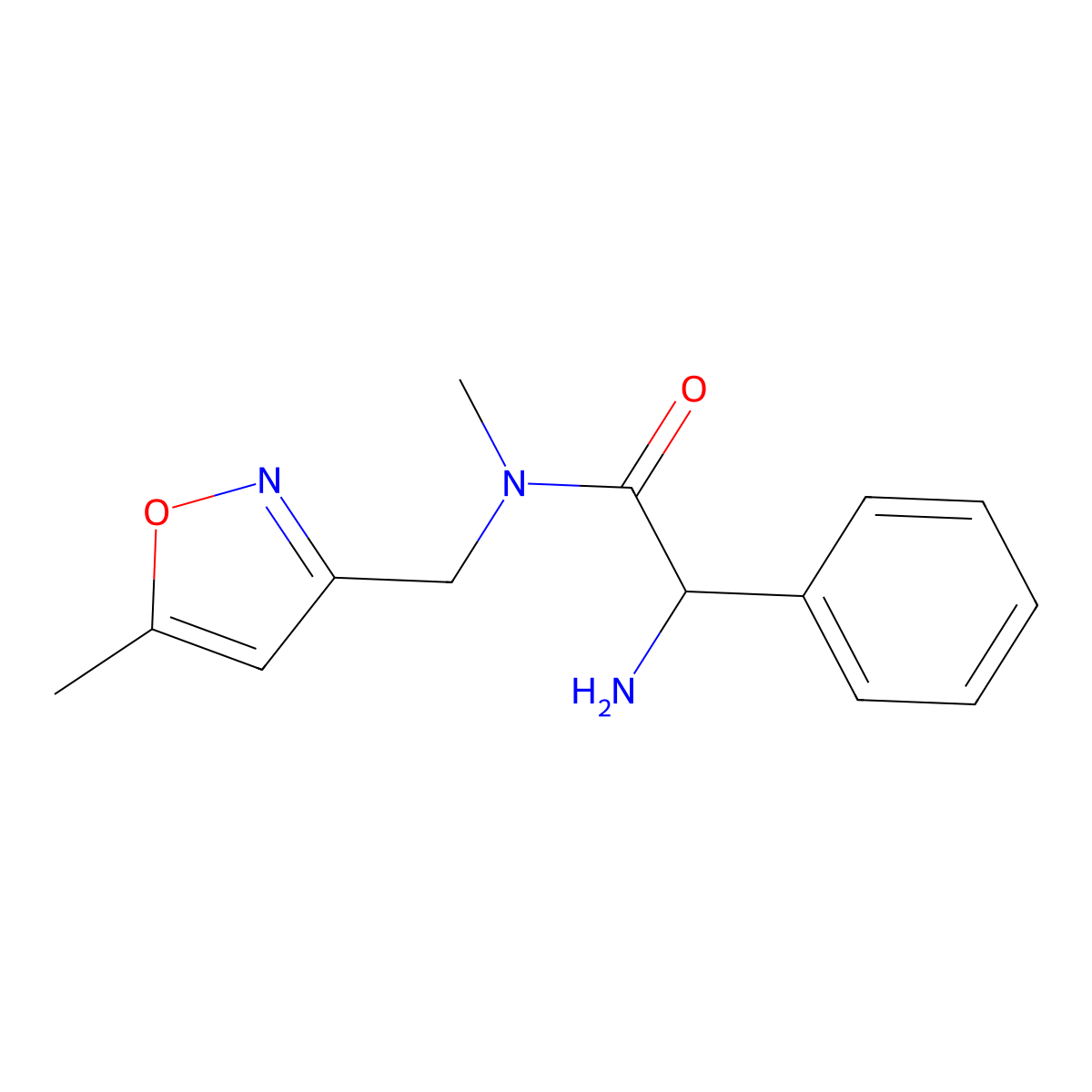 2-amino-N-methyl-N-[(5-methyl-1,2-oxazol-3-yl)methyl]-2-phenylacetamide molecular structure, CAS 1218740-86-3