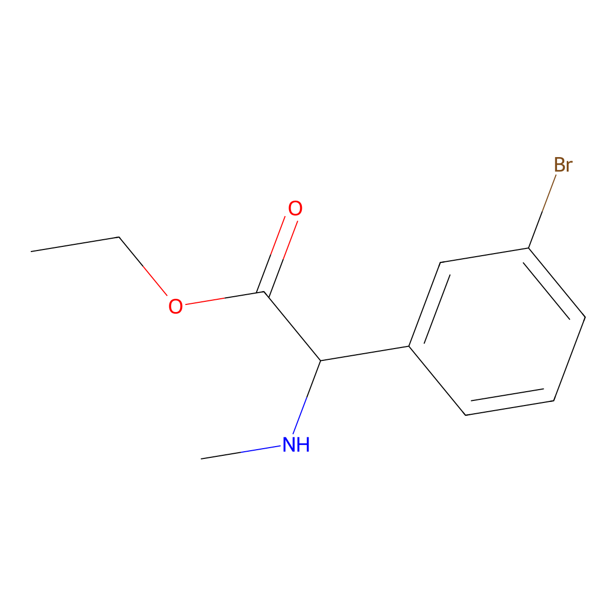 Ethyl 2-(3-bromophenyl)-2-(methylamino)acetate molecular structure, CAS 1218750-76-5