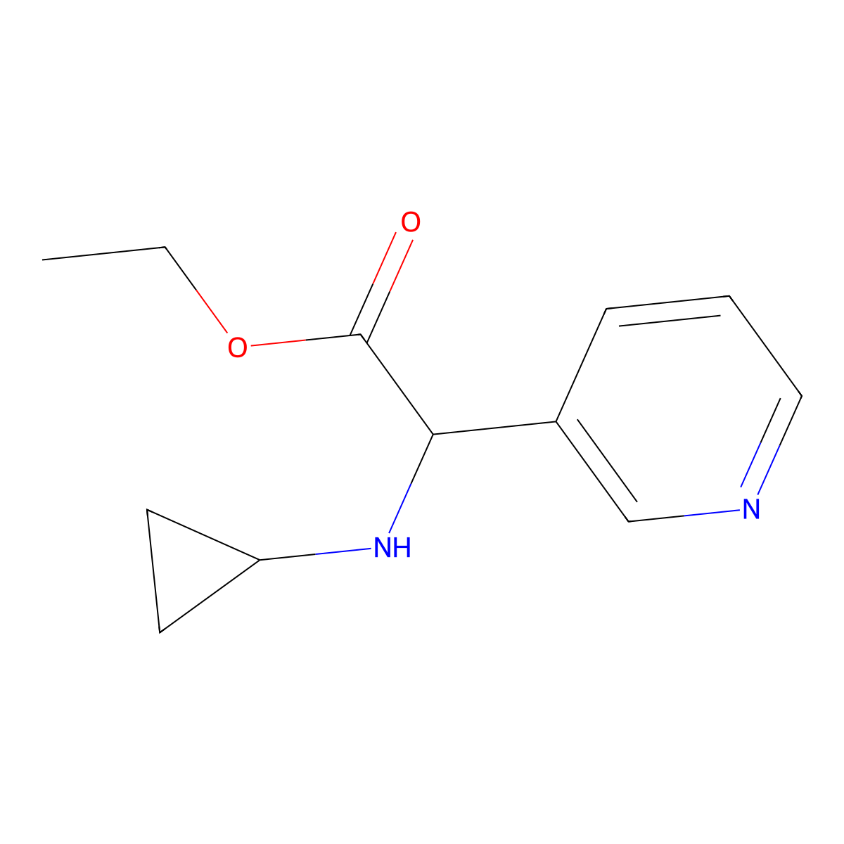 Ethyl 2-(cyclopropylamino)-2-(pyridin-3-yl)acetate molecular structure, CAS 1218752-44-3
