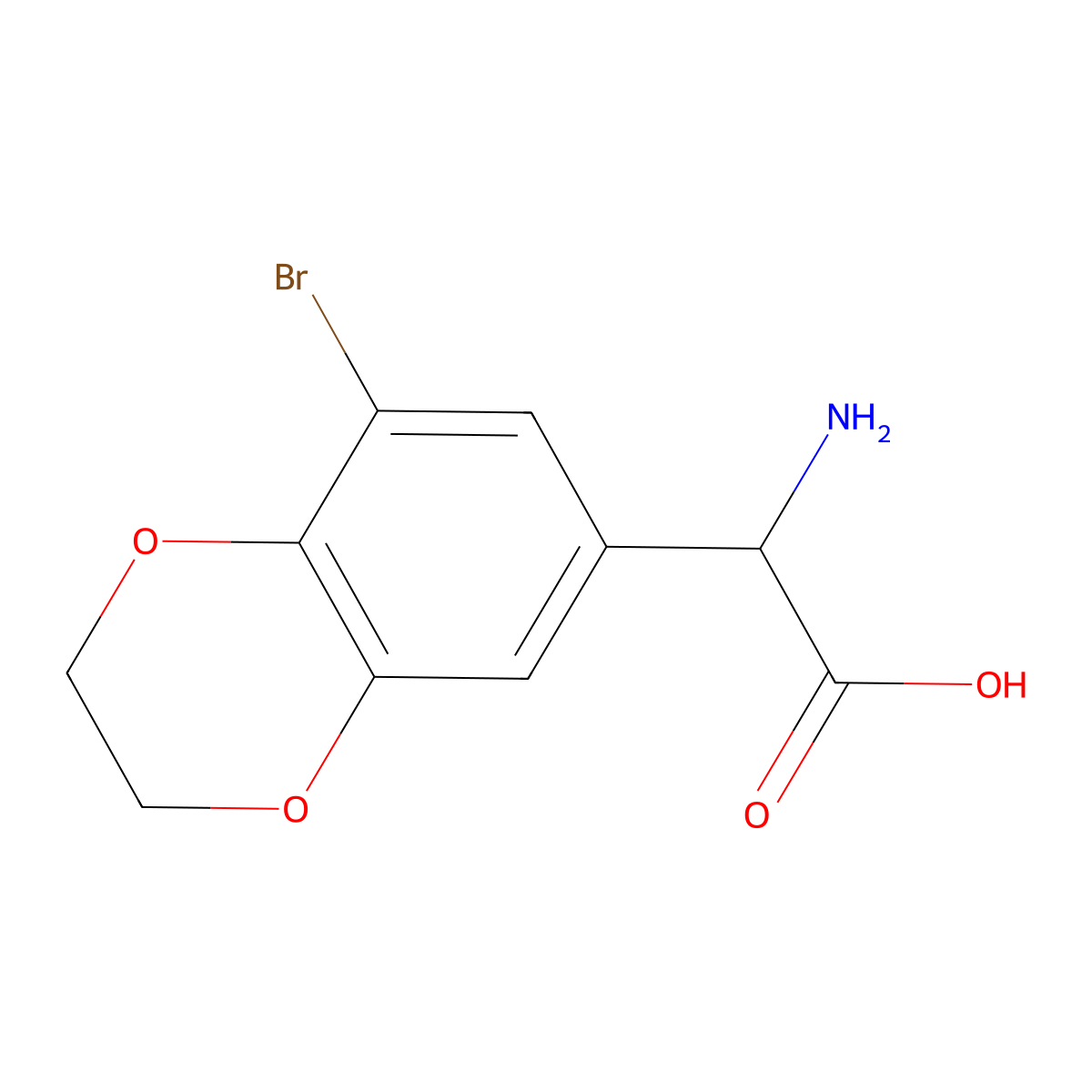 2-Amino-2-(8-bromo-2,3-dihydrobenzo[b][1,4]dioxin-6-yl)acetic acid molecular structure, CAS 1218756-00-3