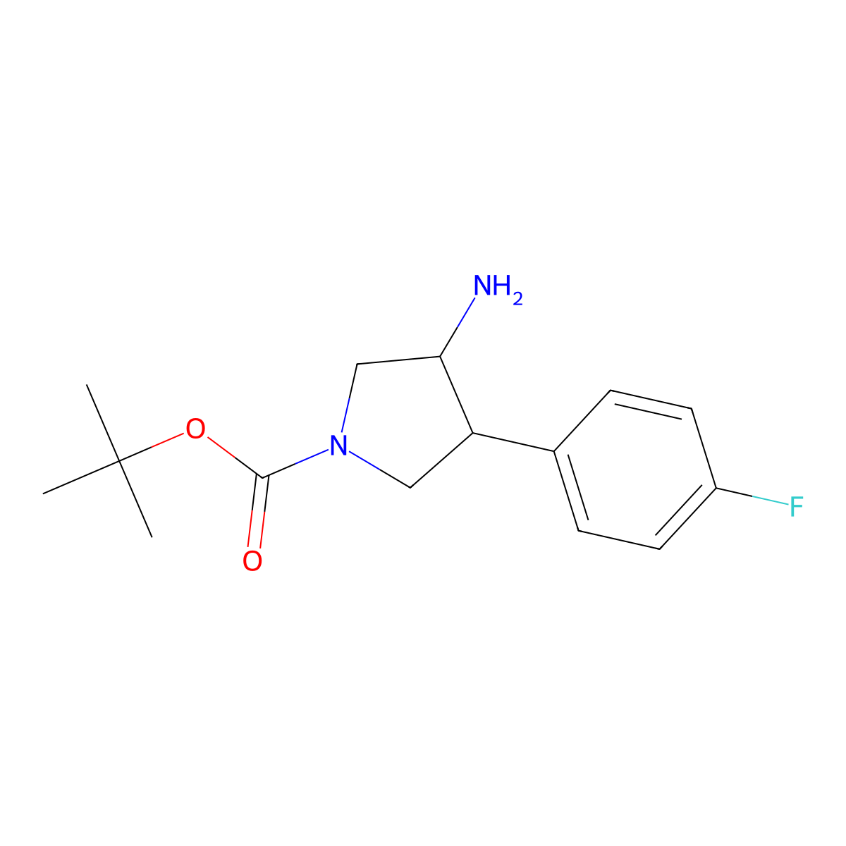 cis-tert-Butyl 3-amino-4-(4-fluorophenyl)pyrrolidine-1-carboxylate molecular structure, CAS 1218764-14-7