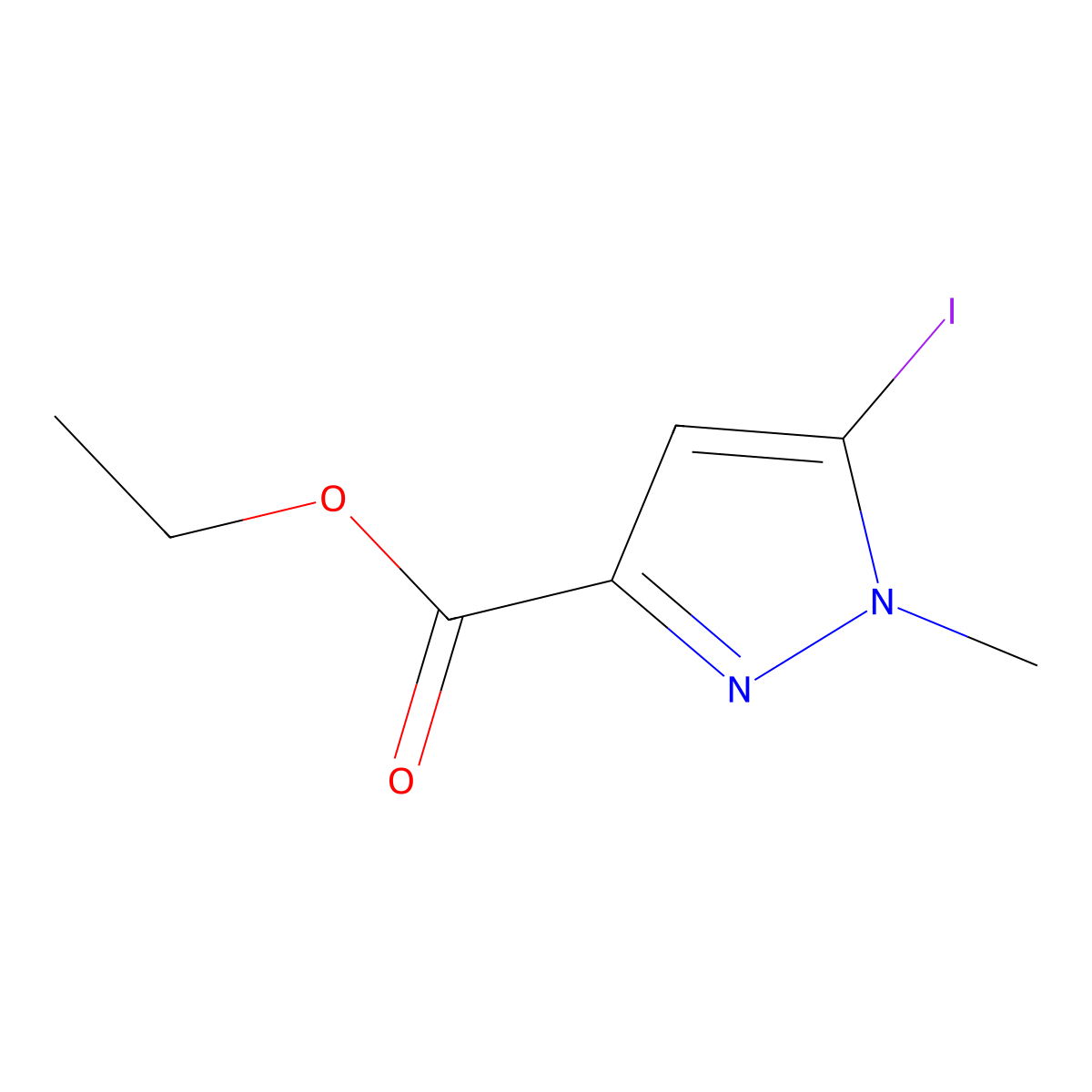 Ethyl 5-iodo-1-methyl-1H-pyrazole-3-carboxylate molecular structure, CAS 1218764-76-1