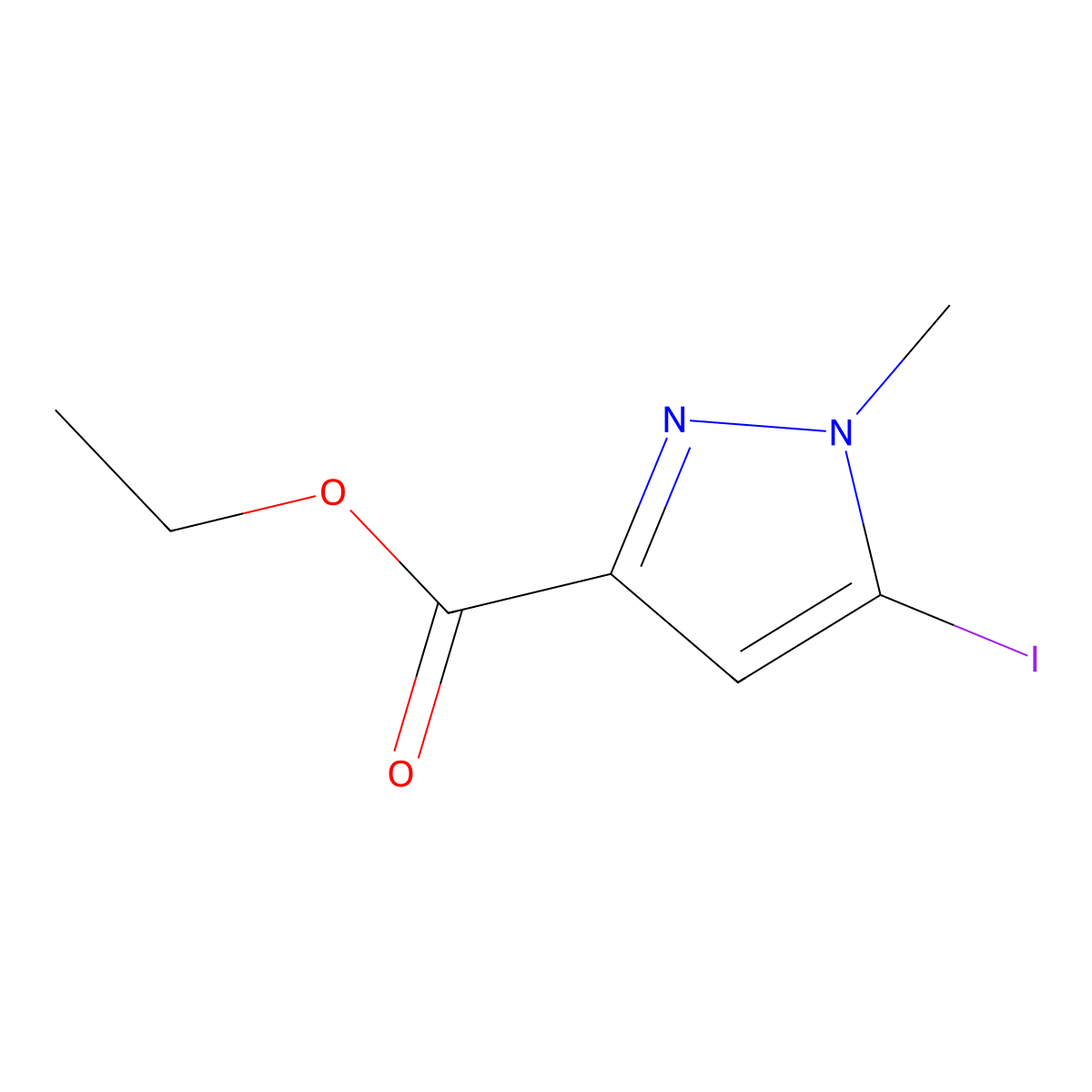 Ethyl 5-iodo-1-methyl-1H-pyrazole-3-carboxylate molecular structure, CAS 1218764-76-1
