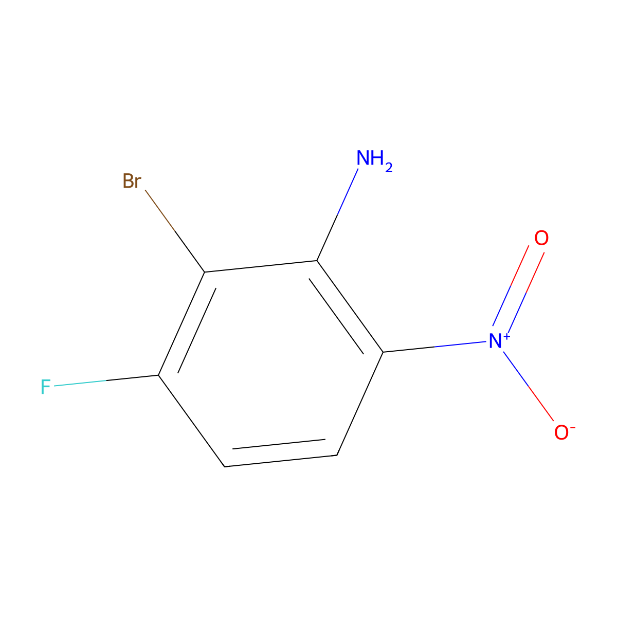 2-Bromo-3-fluoro-6-nitroaniline molecular structure, CAS 1218764-80-7
