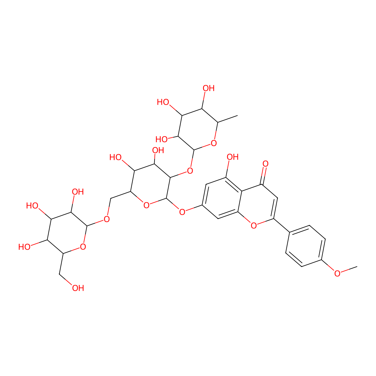Fortunellin-6''-beta-D-glucopyranoside (Acacetin-7-O-[2''-O-rhamnosyl-6''-O-glucosyl]-glucoside) molecular structure, CAS 1218774-64-1
