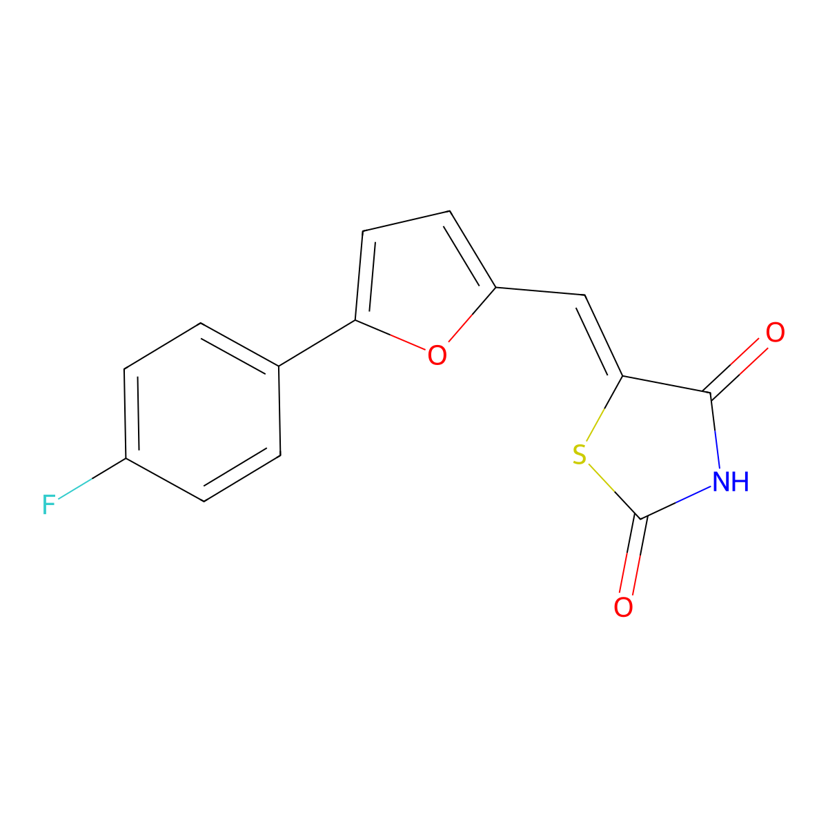 (E)-5-((5-(4-fluorophenyl)furan-2-yl)methylene)thiazolidine-2,4-dione molecular structure, CAS 1218777-13-9