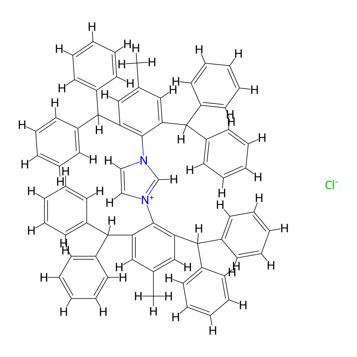 1,3-Bis(2,6-dibenzhydryl-4-methylphenyl)-1H-imidazol-3-ium chloride molecular structure, CAS 1218778-19-8