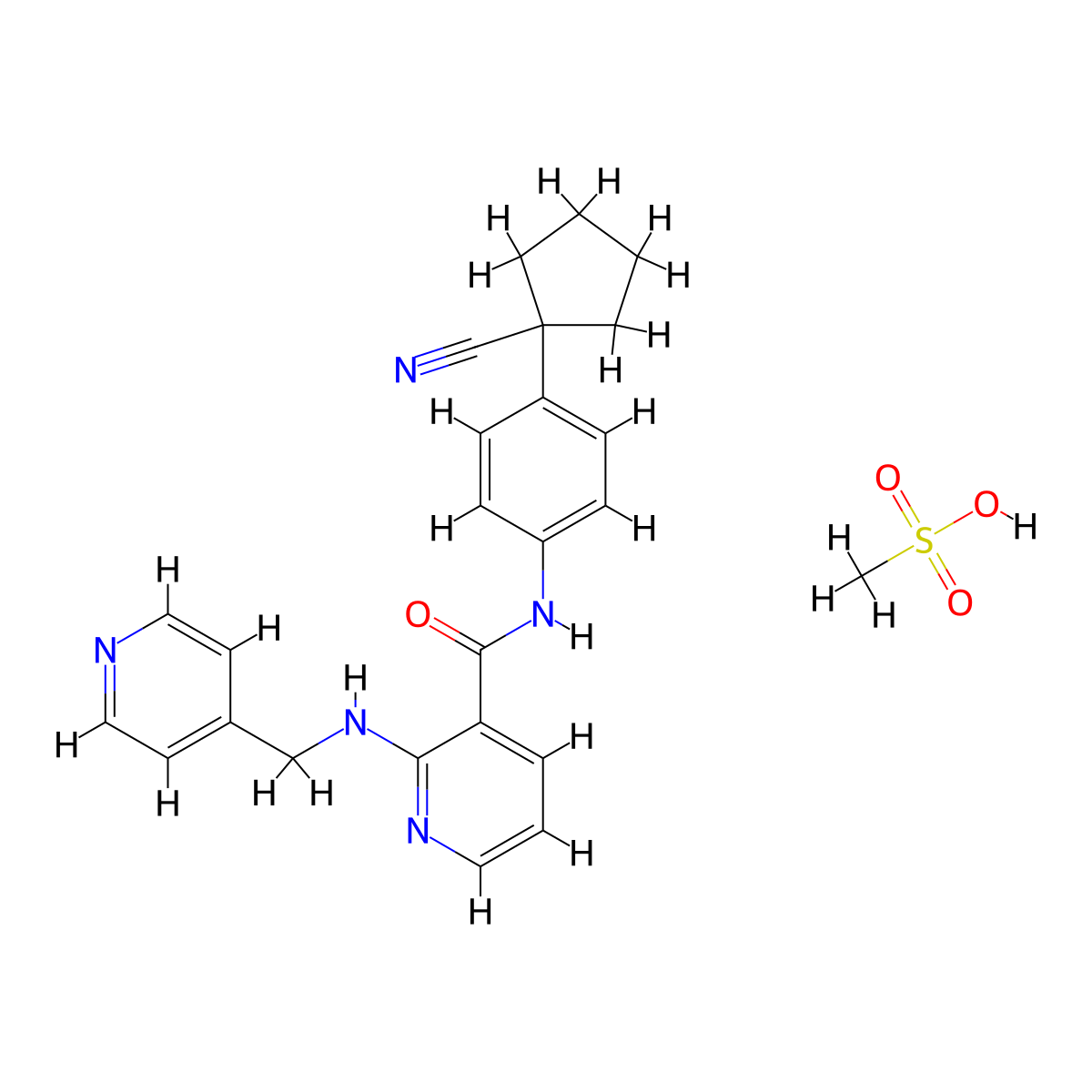 Rivoceranib Mesylate molecular structure, CAS 1218779-75-9