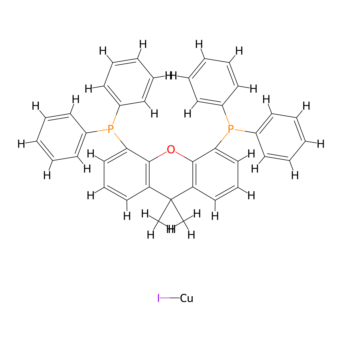 Iodo[4,5-bis(diphenylphosphino)-9,9-dimethylxanthene]copper(I) molecular structure, CAS 1218788-80-7