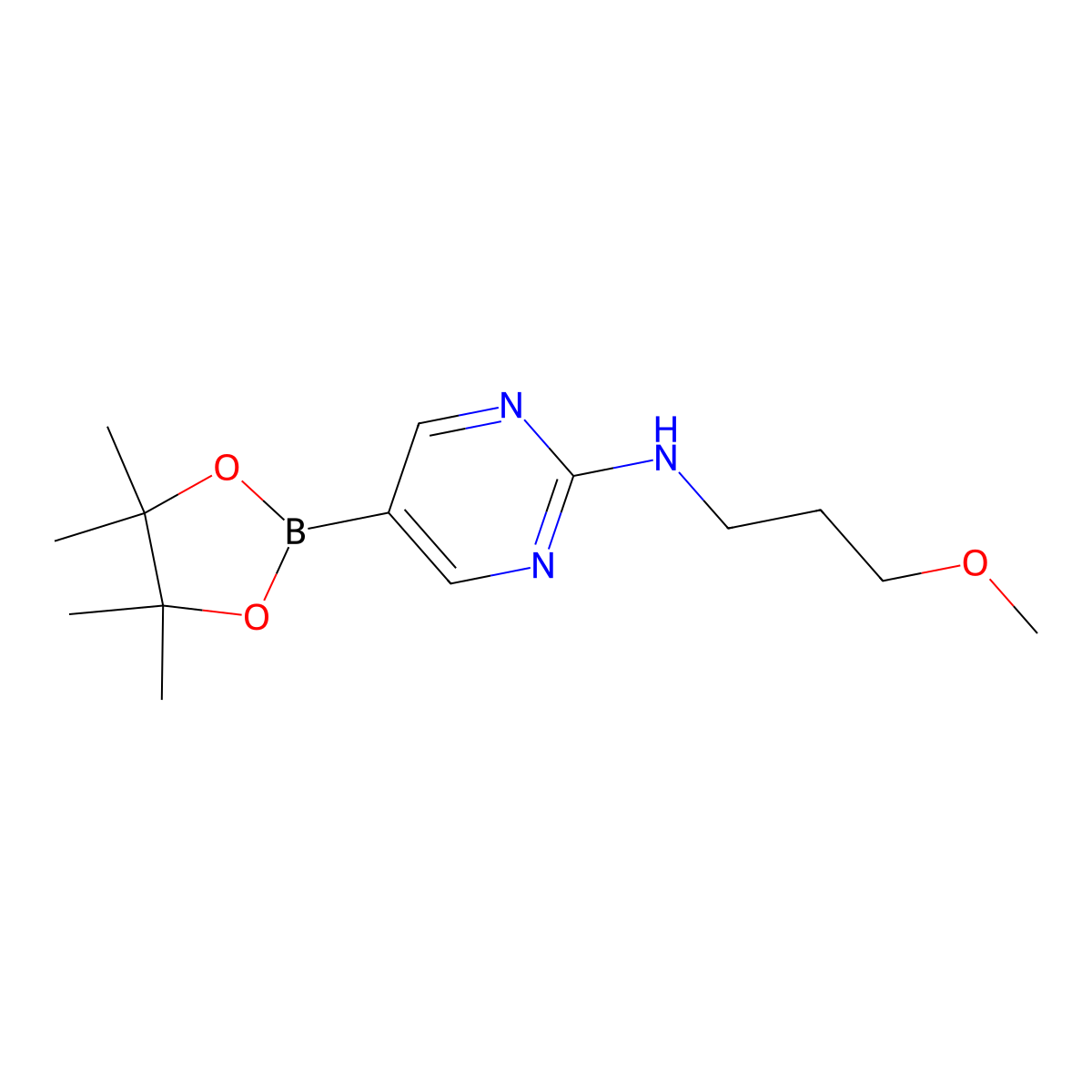 N-(3-Methoxypropyl)-5-(4,4,5,5-tetramethyl-1,3,2-dioxaborolan-2-yl)pyrimidin-2-amine molecular structure, CAS 1218789-31-1