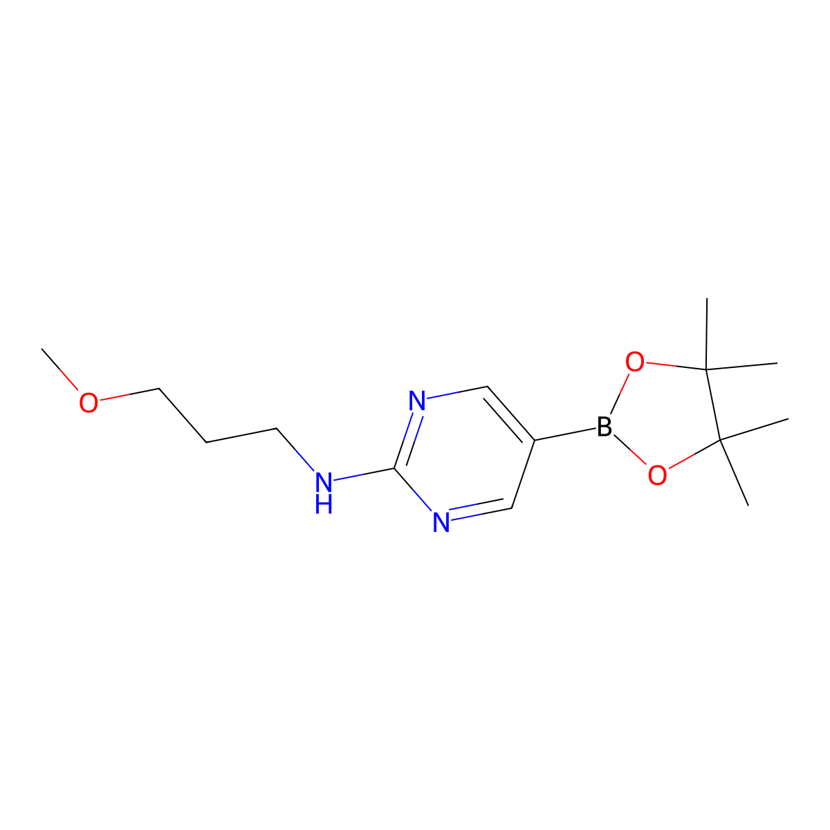 N-(3-Methoxypropyl)-5-(4,4,5,5-tetramethyl-1,3,2-dioxaborolan-2-yl)pyrimidin-2-amine molecular structure, CAS 1218789-31-1