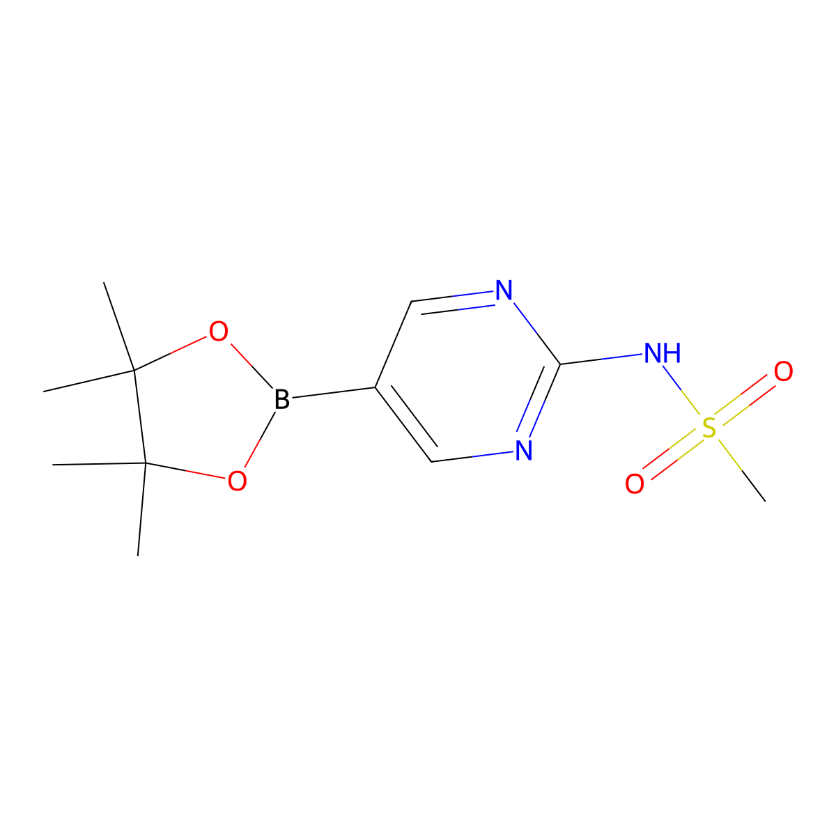 N-(5-(4,4,5,5-Tetramethyl-1,3,2-dioxaborolan-2-yl)pyrimidin-2-yl)methanesulfonamide molecular structure, CAS 1218789-36-6