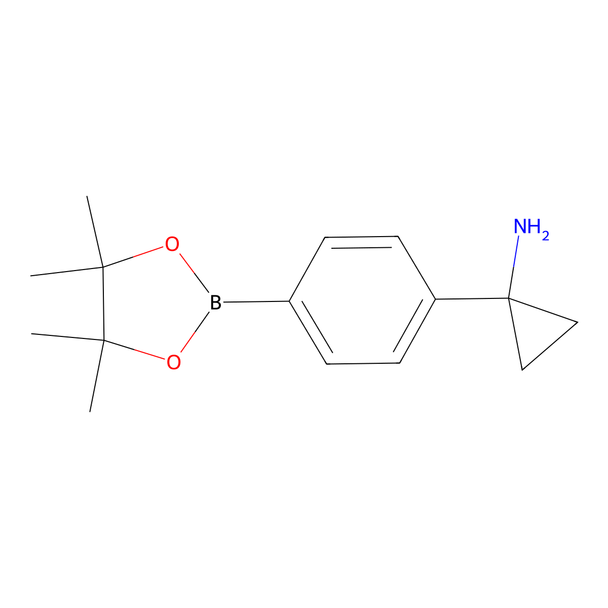 4-(1-Aminocyclopropyl)phenylboronic acid, pinacol ester molecular structure, CAS 1218789-38-8