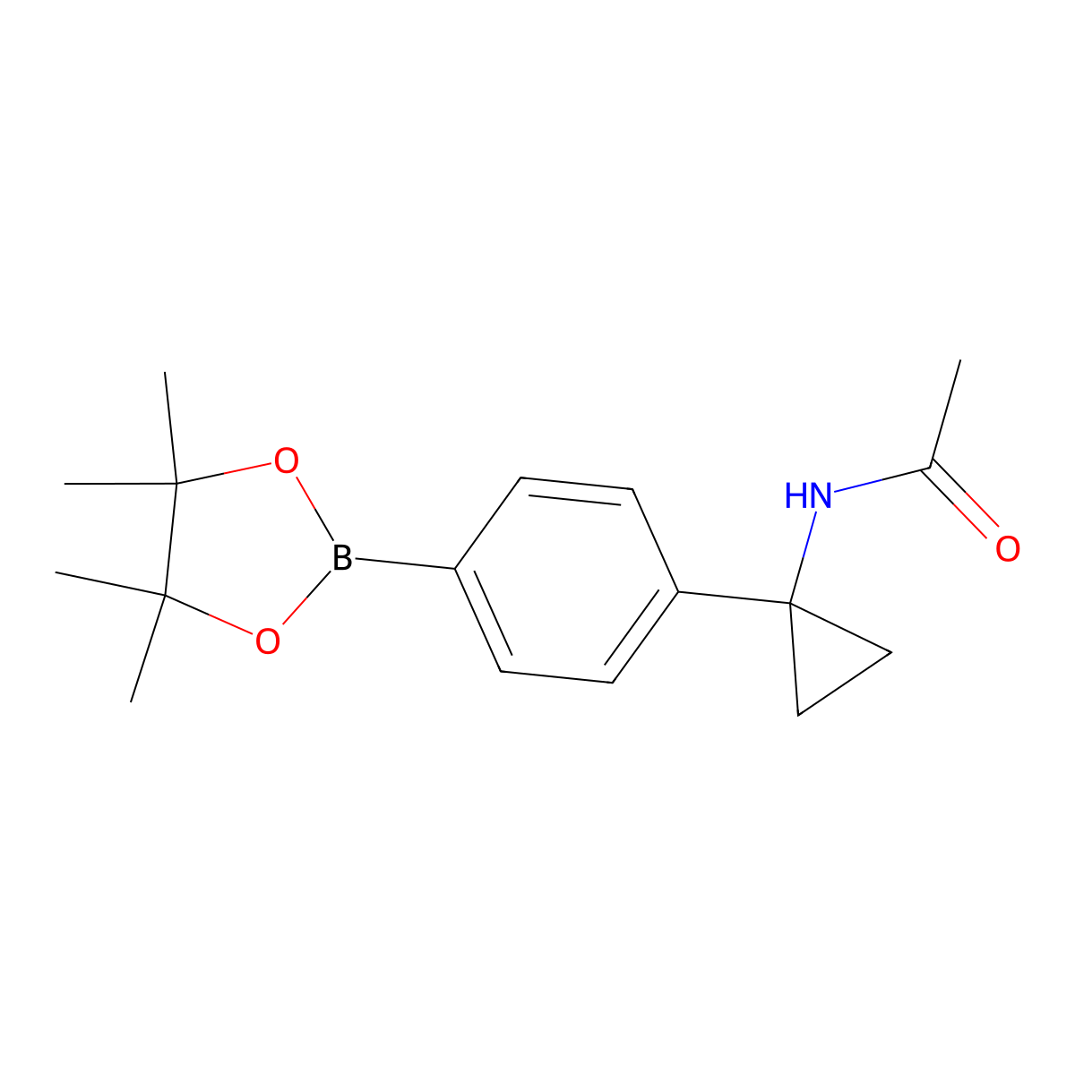 N-(1-(4-(4,4,5,5-Tetramethyl-1,3,2-dioxaborolan-2-yl)phenyl)cyclopropyl)acetamide molecular structure, CAS 1218789-39-9