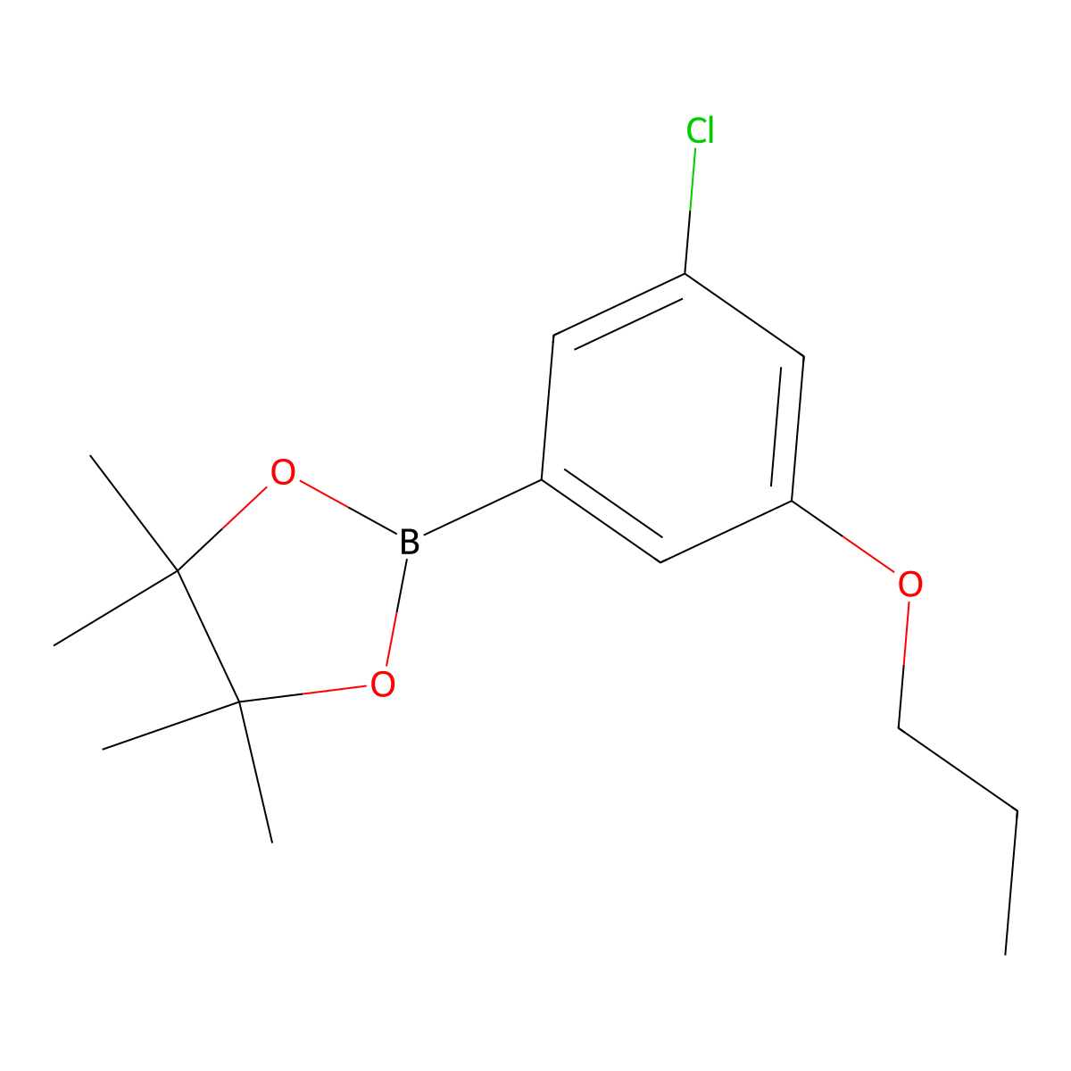 2-(3-Chloro-5-propoxyphenyl)-4,4,5,5-tetramethyl-1,3,2-dioxaborolane molecular structure, CAS 1218789-41-3