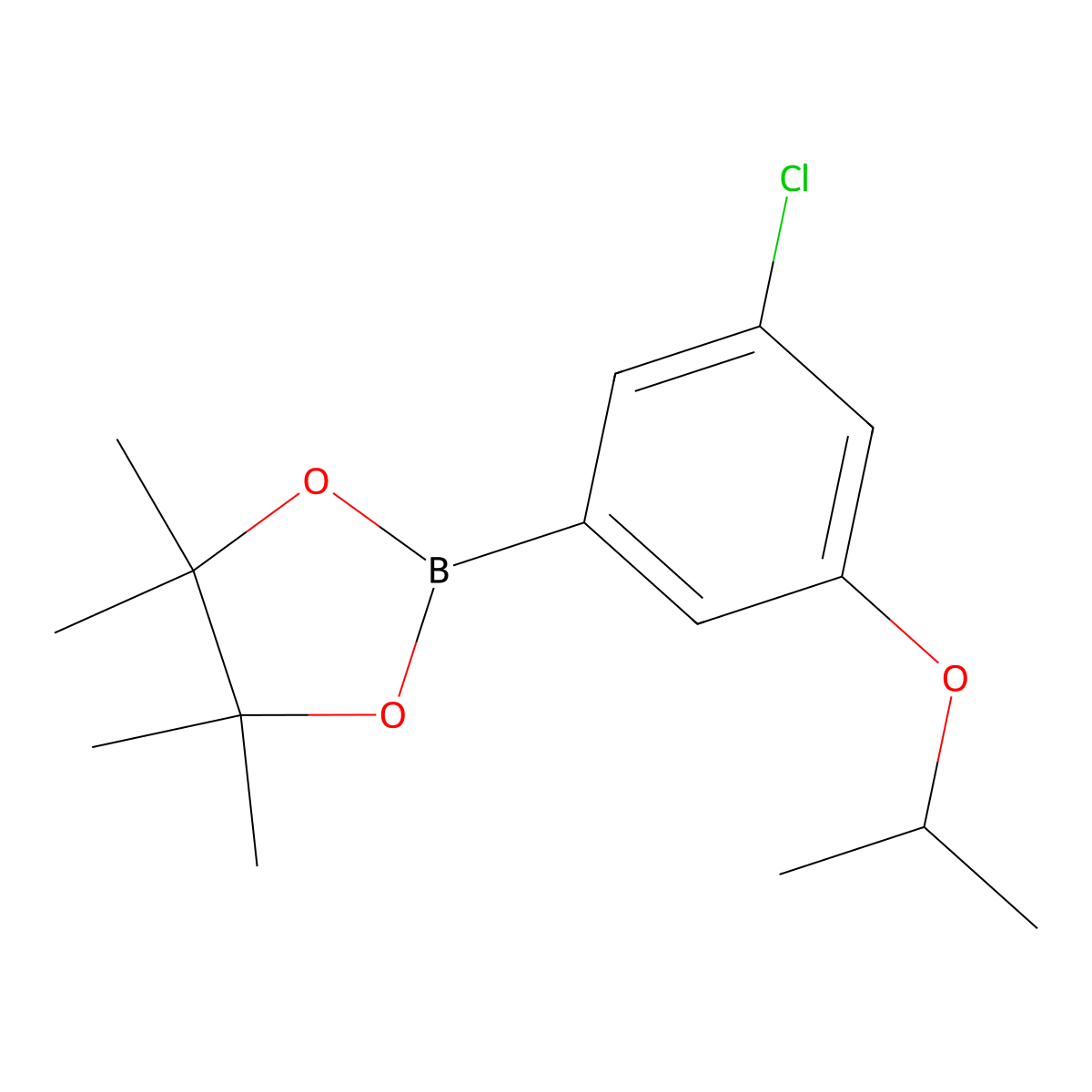 2-(3-Chloro-5-isopropoxyphenyl)-4,4,5,5-tetramethyl-1,3,2-dioxaborolane molecular structure, CAS 1218789-42-4