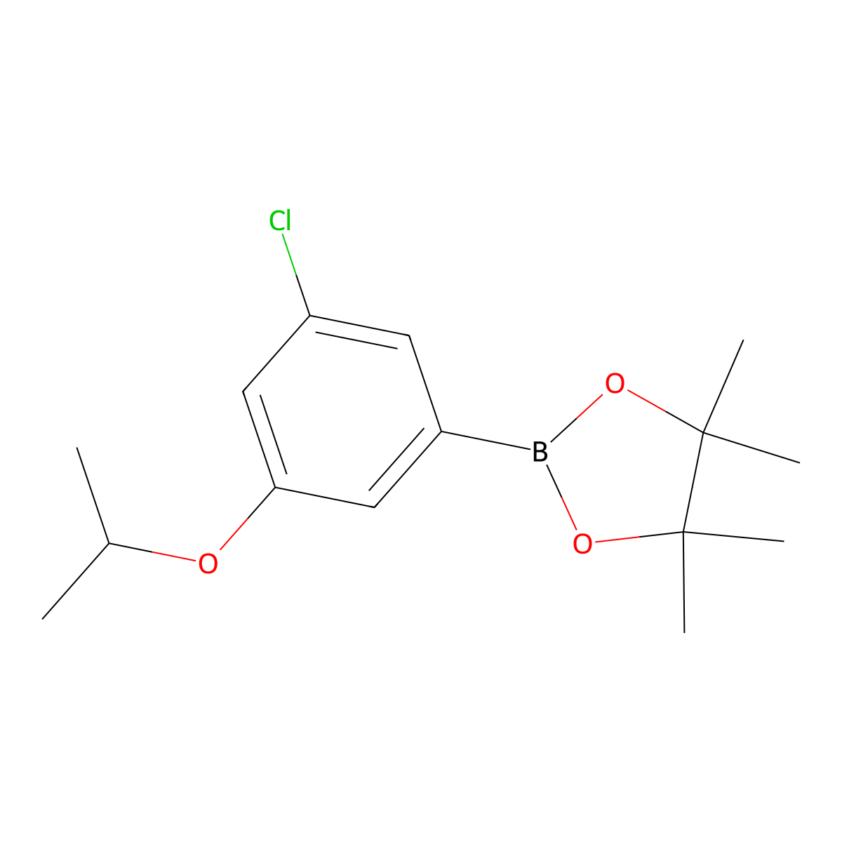 2-(3-Chloro-5-isopropoxyphenyl)-4,4,5,5-tetramethyl-1,3,2-dioxaborolane molecular structure, CAS 1218789-42-4