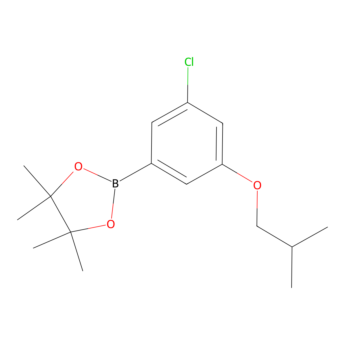 2-(3-Chloro-5-isobutoxyphenyl)-4,4,5,5-tetramethyl-1,3,2-dioxaborolane molecular structure, CAS 1218789-43-5
