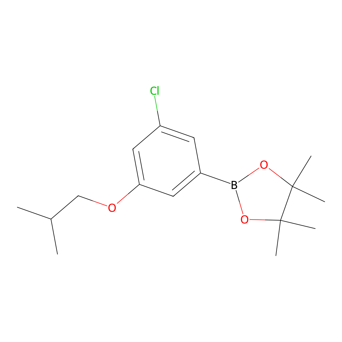 2-(3-Chloro-5-isobutoxyphenyl)-4,4,5,5-tetramethyl-1,3,2-dioxaborolane molecular structure, CAS 1218789-43-5