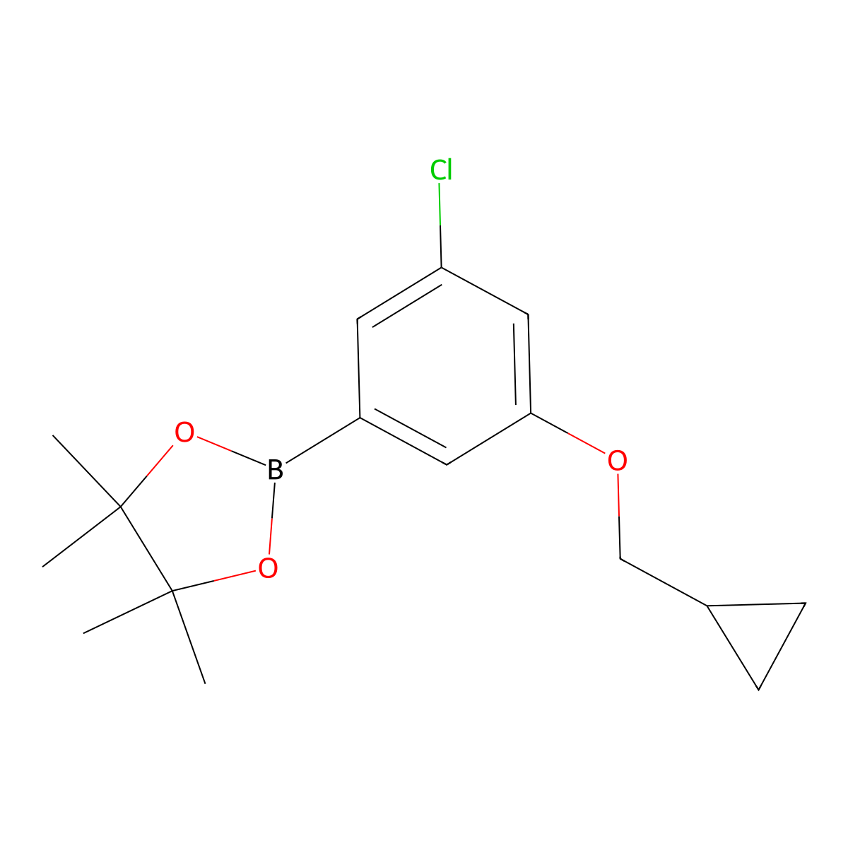 2-(3-Chloro-5-(cyclopropylmethoxy)phenyl)-4,4,5,5-tetramethyl-1,3,2-dioxaborolane molecular structure, CAS 1218789-44-6