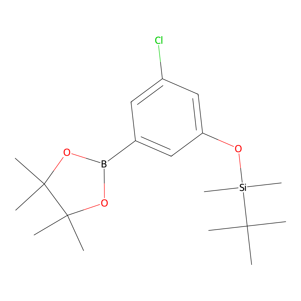 tert-Butyl(3-chloro-5-(4,4,5,5-tetramethyl-1,3,2-dioxaborolan-2-yl)phenoxy)dimethylsilane molecular structure, CAS 1218789-46-8