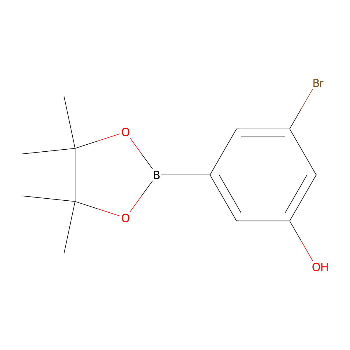 3-Bromo-5-(4,4,5,5-tetramethyl-1,3,2-dioxaborolan-2-yl)phenol molecular structure, CAS 1218789-50-4